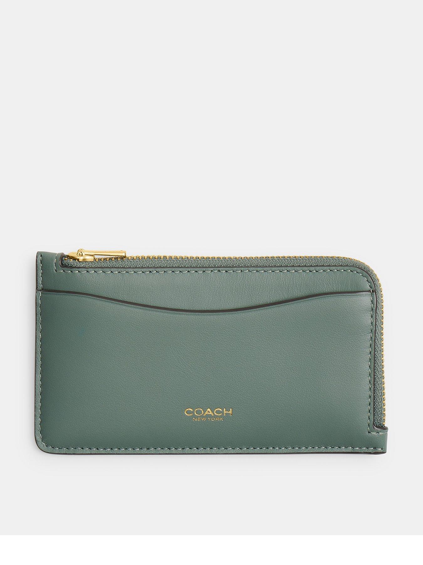 undefined Refined Calf Leather New York Zip Card Case - Light Green