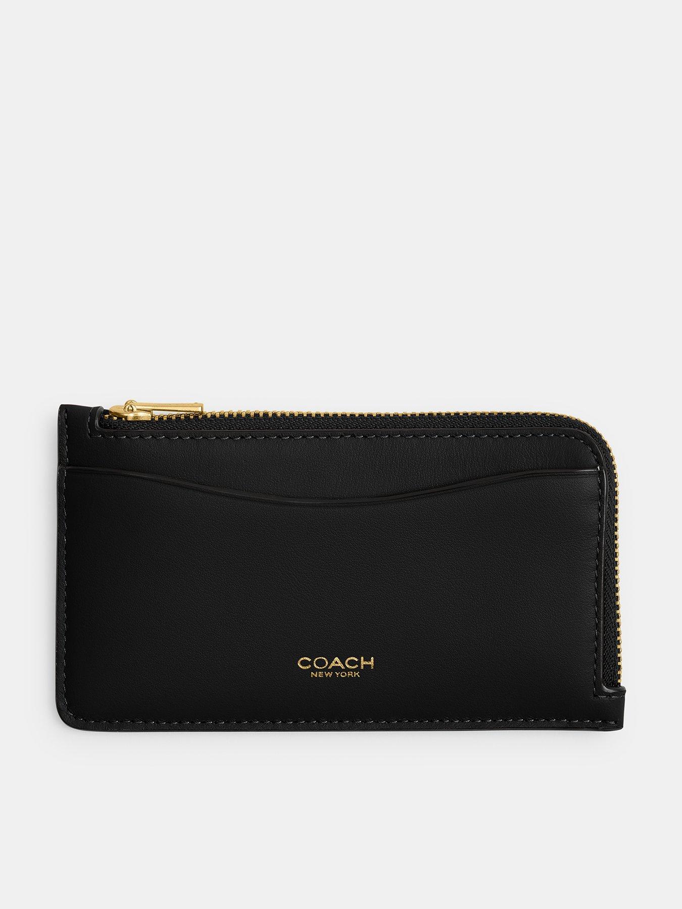 Image 1 of 3 of COACH Refined Calf Leather New York Zip Card Case - Black