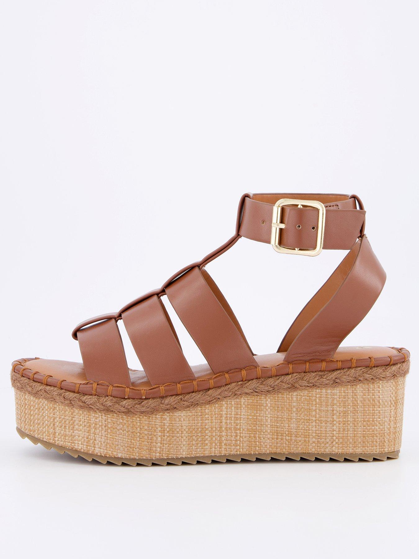 V by Very Wedge Gladiator Sandal - Brown