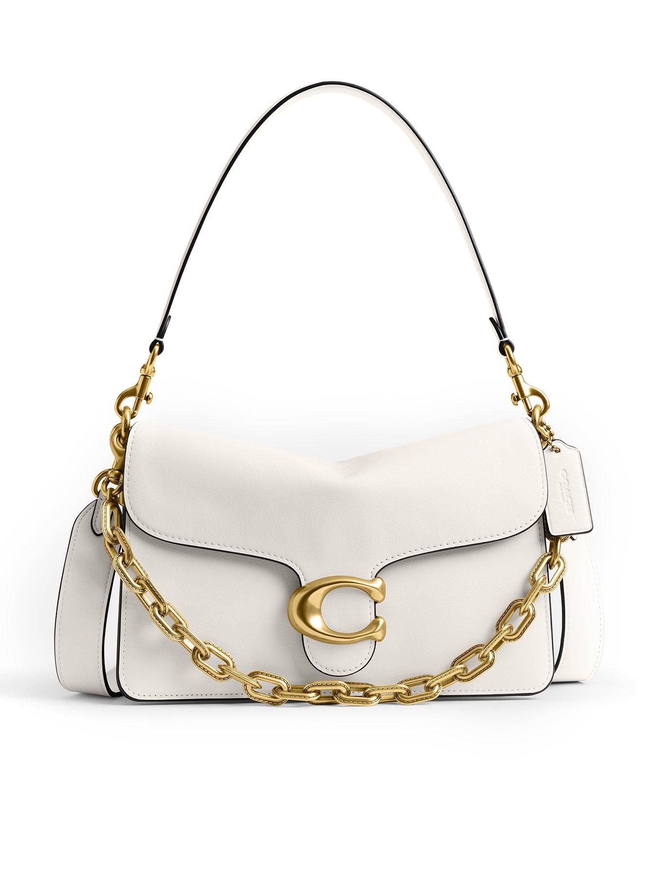 undefined Soft Grain Leather Chain Tabby Shoulder Bag With Chain - Cream