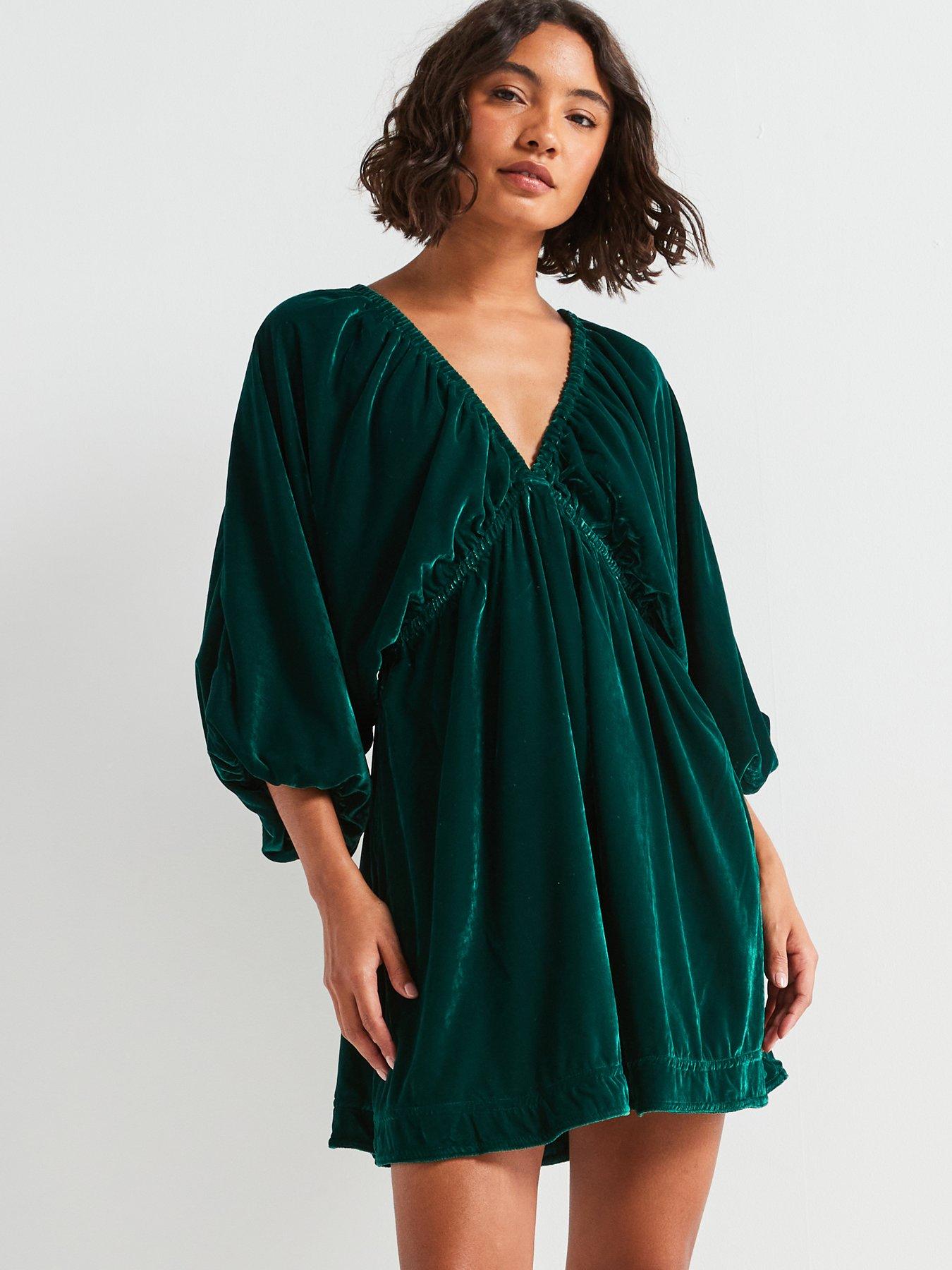 free-people-portia-velvet-mini-dress-dark-green-dark-green