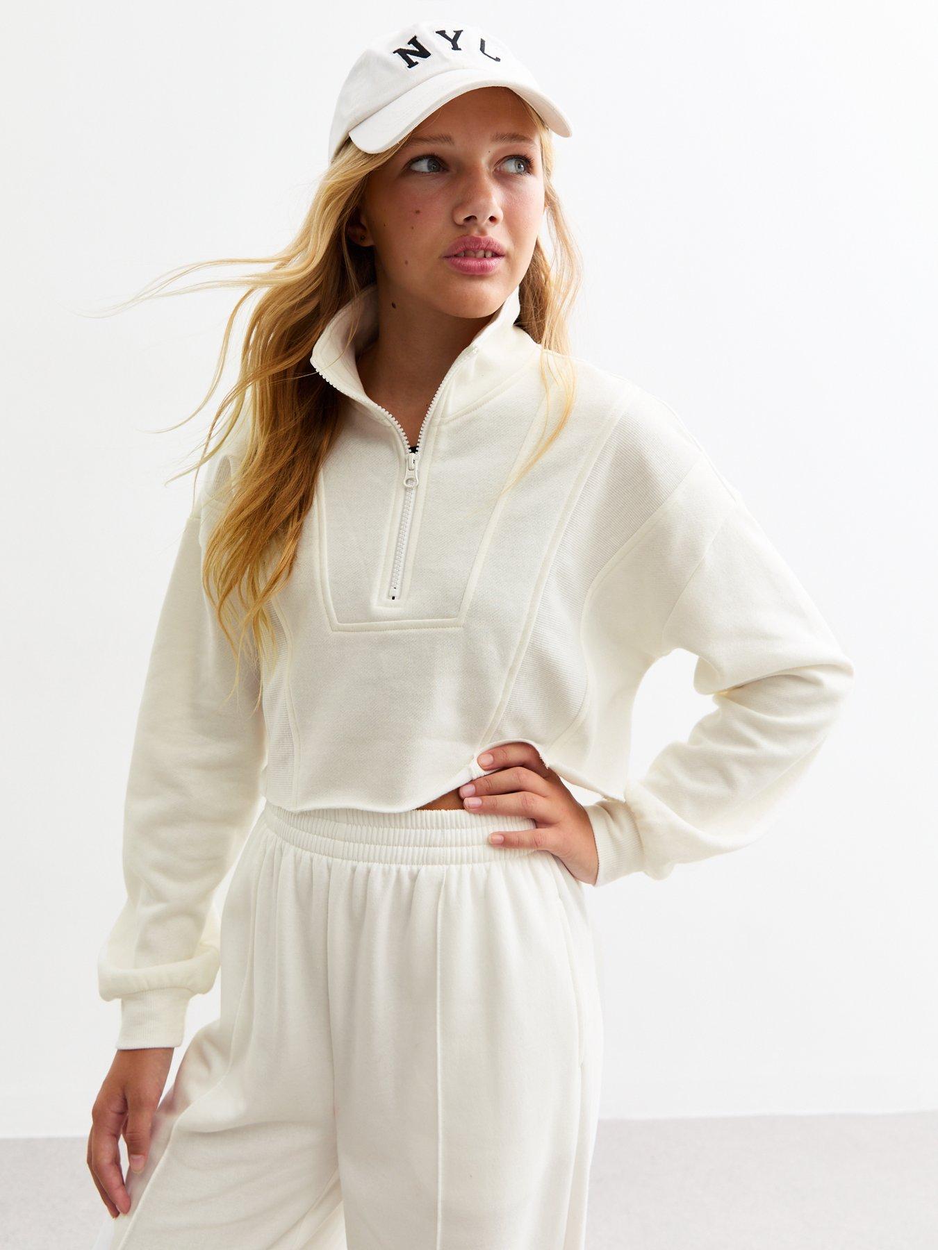 new-look-915-girls-cream-half-zip-crop-sweatshirt