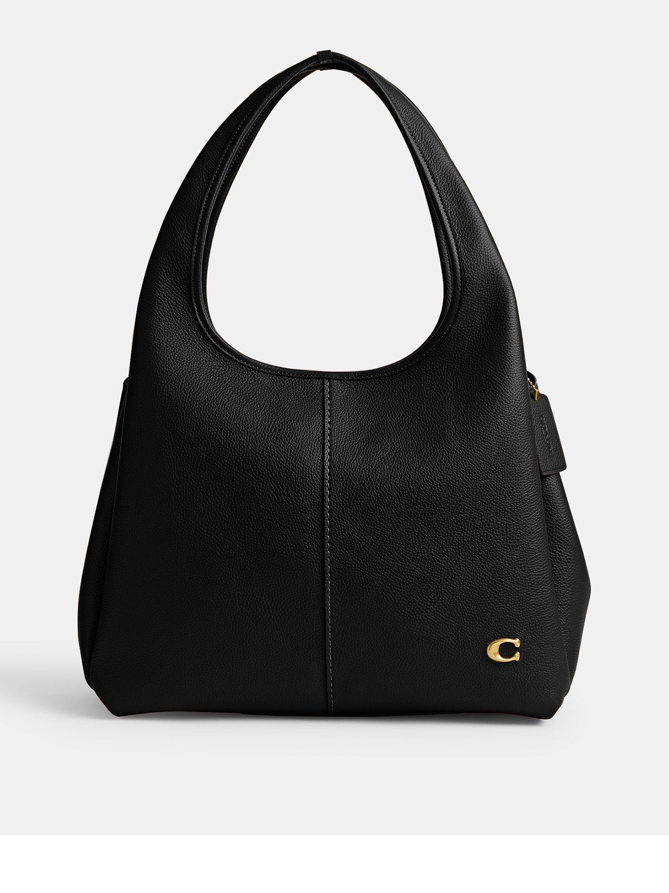 coach-polished-pebble-leather-lana-shoulder-bag-blackfront