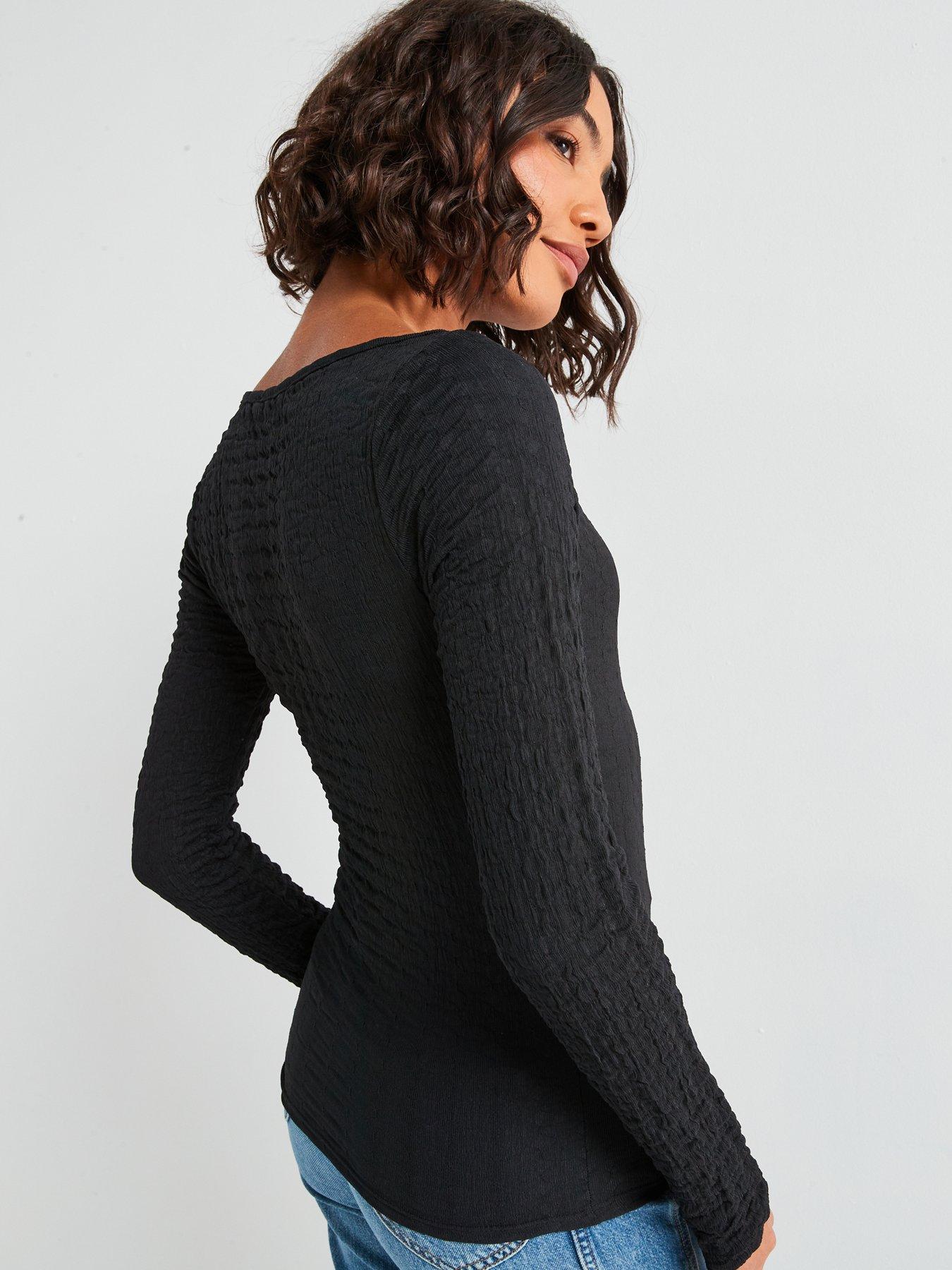 v-by-very-textured-slash-neck-top-blackstillFront