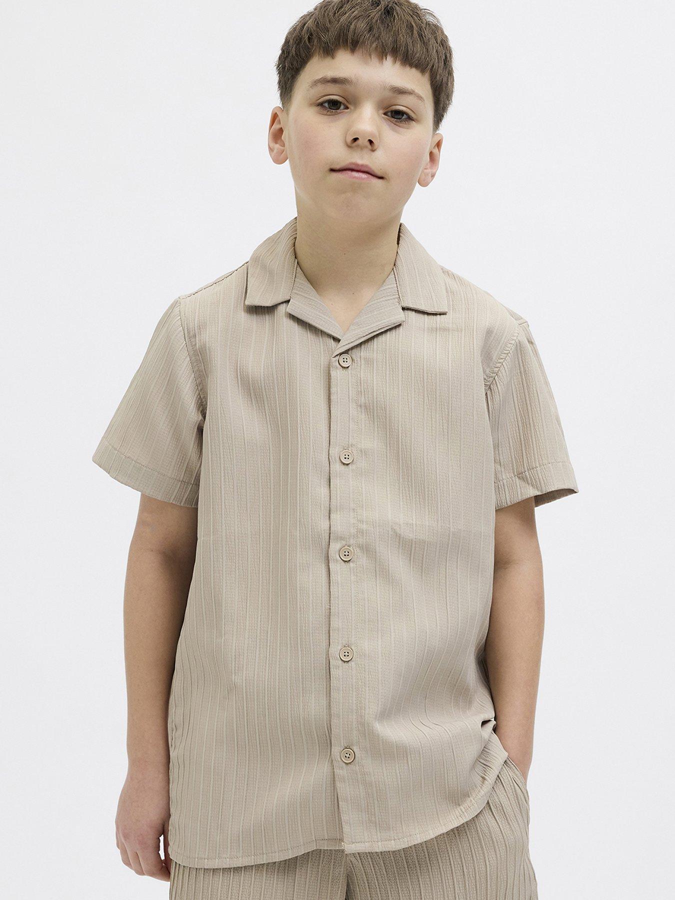 Image of Jack & Jones Junior Boys Massimo Resort Co-Ord Shirt - Beige