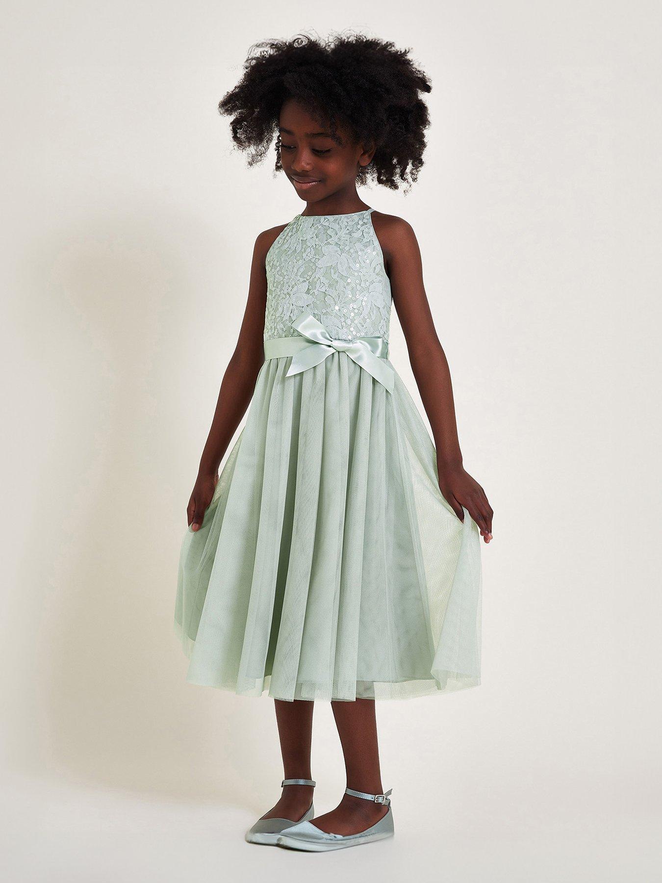 Image of Monsoon Girls Lacey Sequin Truth Dress - Green