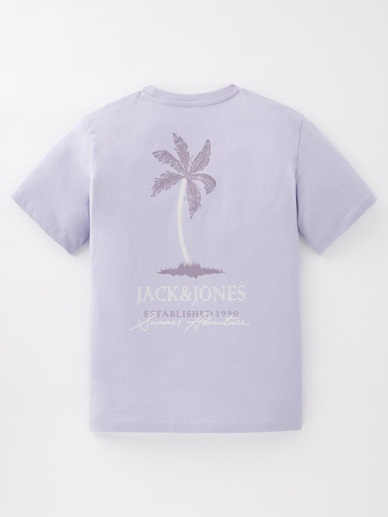 Image 1 of 4 of Jack & Jones Junior Boys Summer Vibes Back Print Short Sleeve Tshirt - Lilac