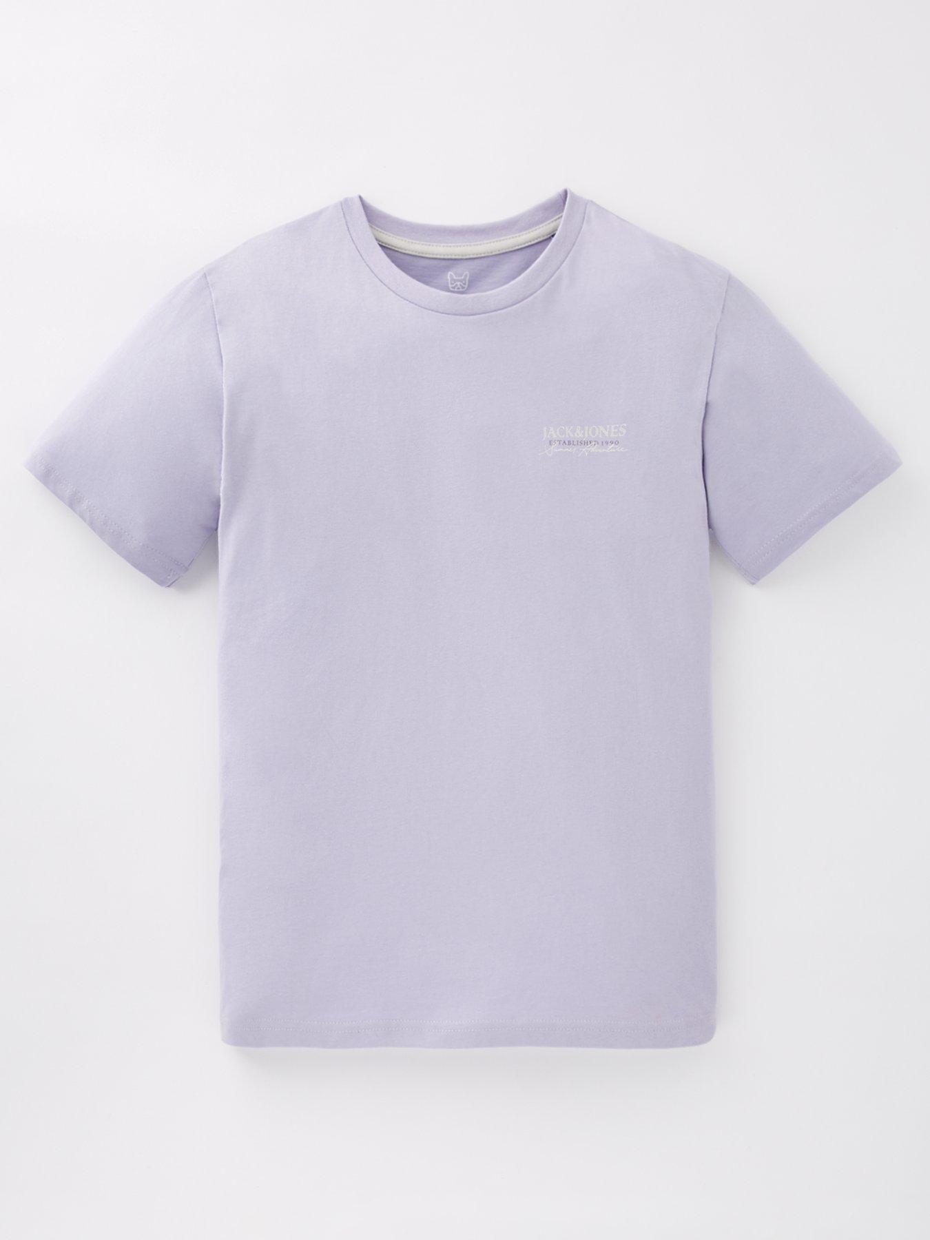 Image 2 of 4 of Jack & Jones Junior Boys Summer Vibes Back Print Short Sleeve Tshirt - Lilac