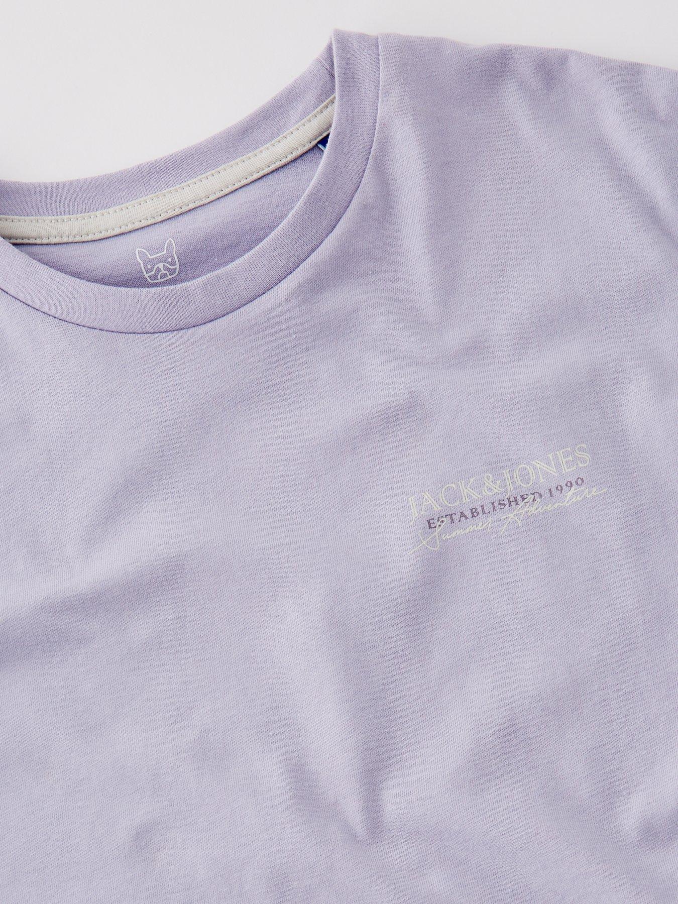 Image 3 of 4 of Jack & Jones Junior Boys Summer Vibes Back Print Short Sleeve Tshirt - Lilac