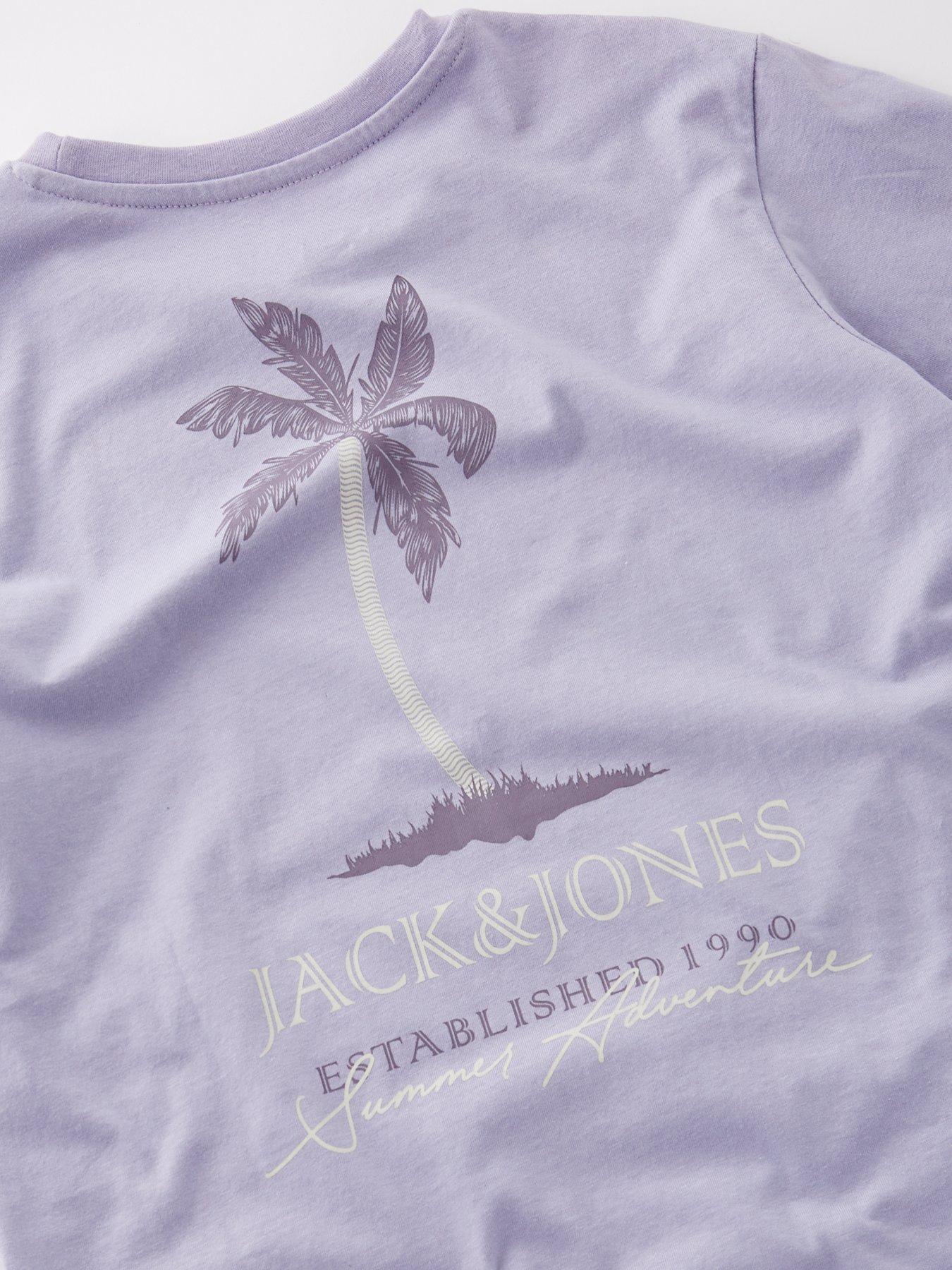 Image 4 of 4 of Jack & Jones Junior Boys Summer Vibes Back Print Short Sleeve Tshirt - Lilac