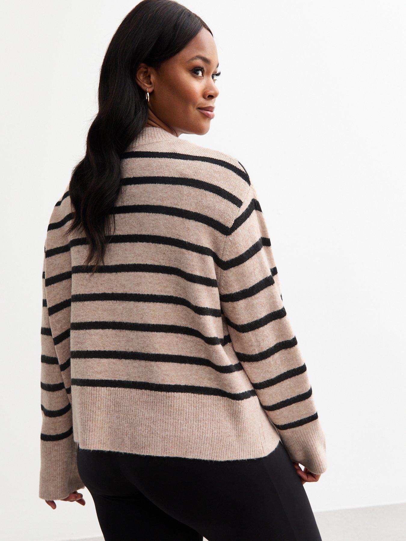 new-look-curves-knit-v-neck-striped-jumper-beigestillFront