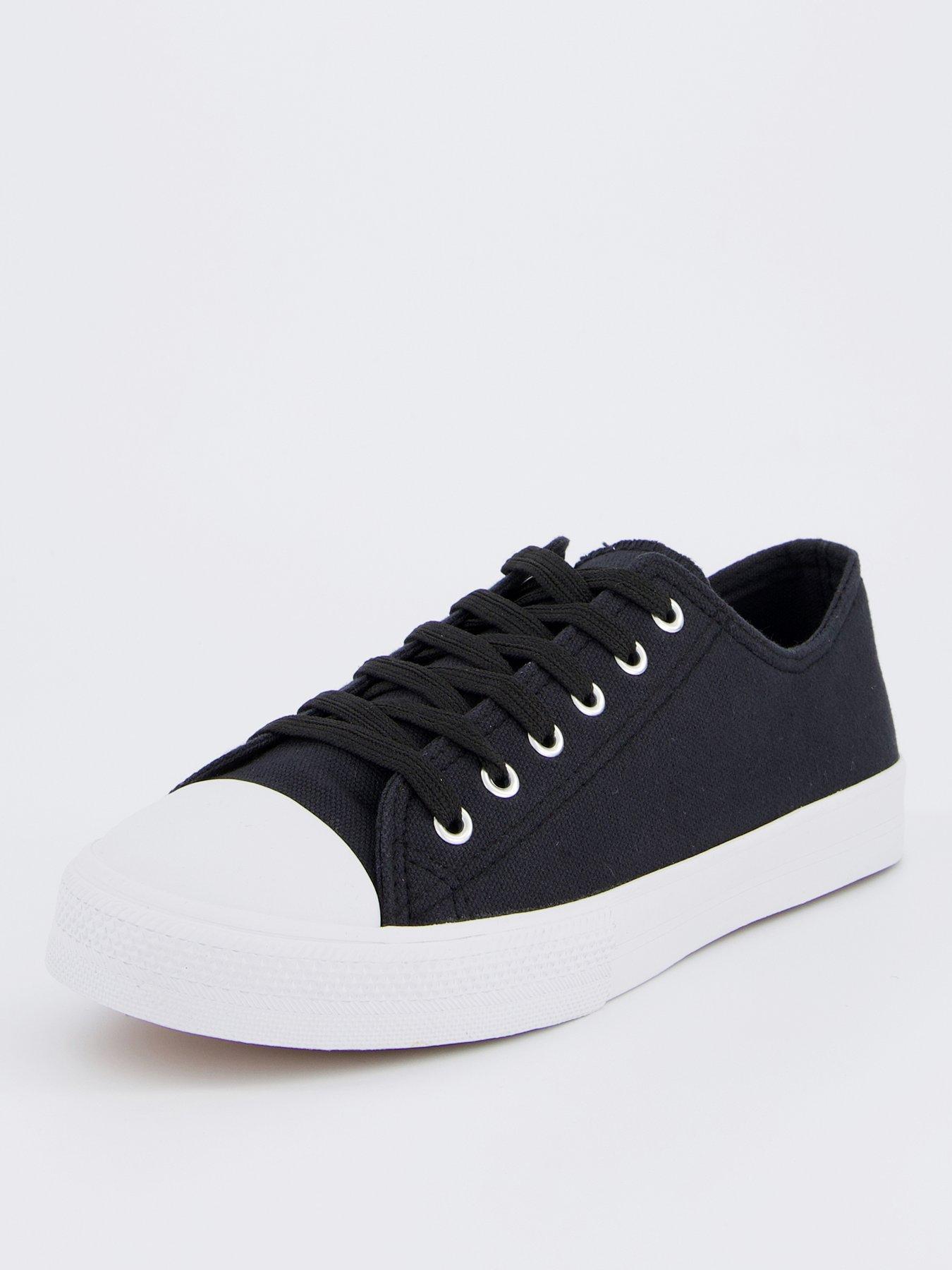 everyday-wide-fit-canvas-lace-up-trainer-blackwhitestillFront