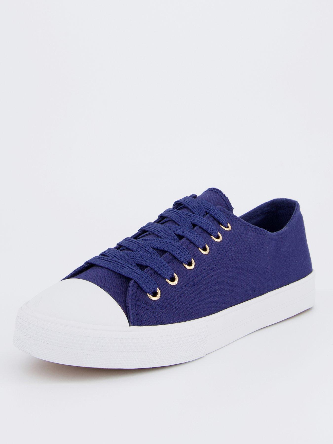 everyday-wide-fit-canvas-lace-up-trainer-navystillFront