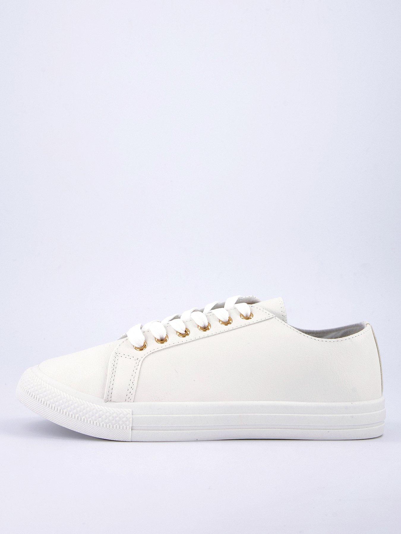 Everyday Standard Fit Faux Leather Cupsole Trainer  - White