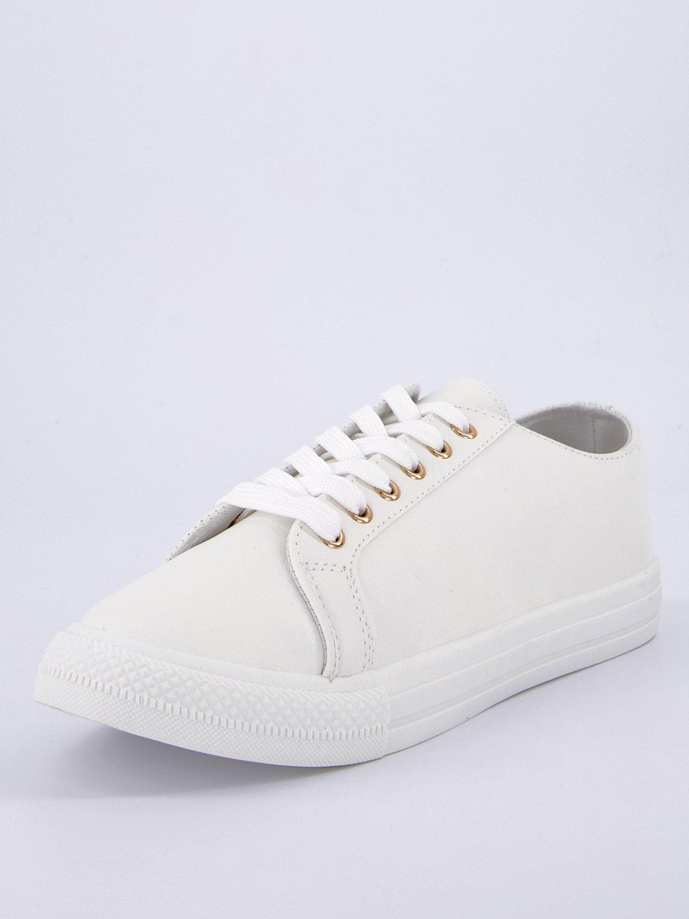 Image 2 of 7 of Everyday Standard Fit Faux Leather Cupsole Trainer&nbsp; - White