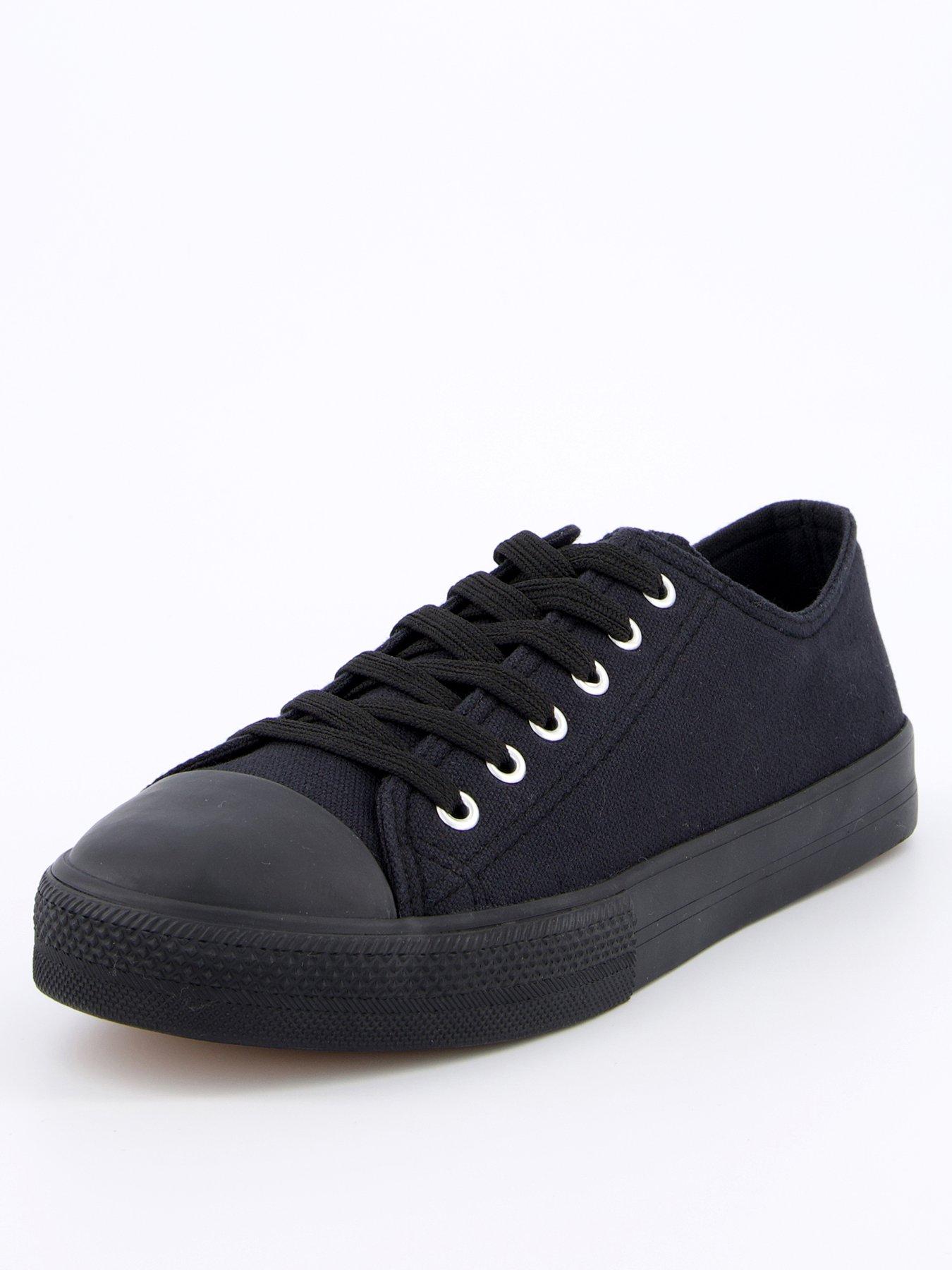 everyday-extra-wide-fit-canvas-lace-up-trainer-blackstillFront