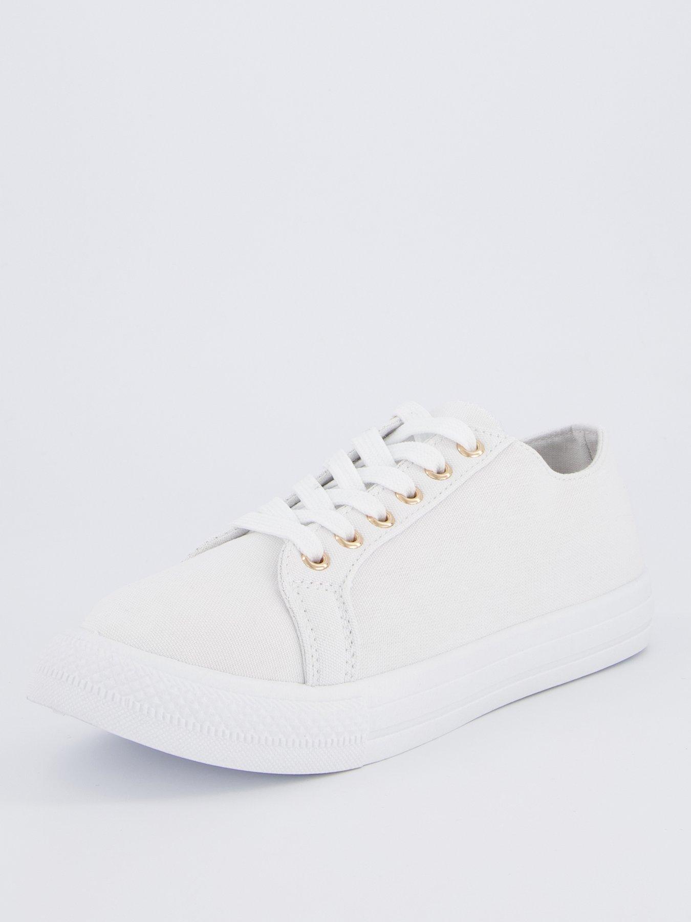 everyday-standard-fit-canvas-lace-up-trainer-whitestillFront