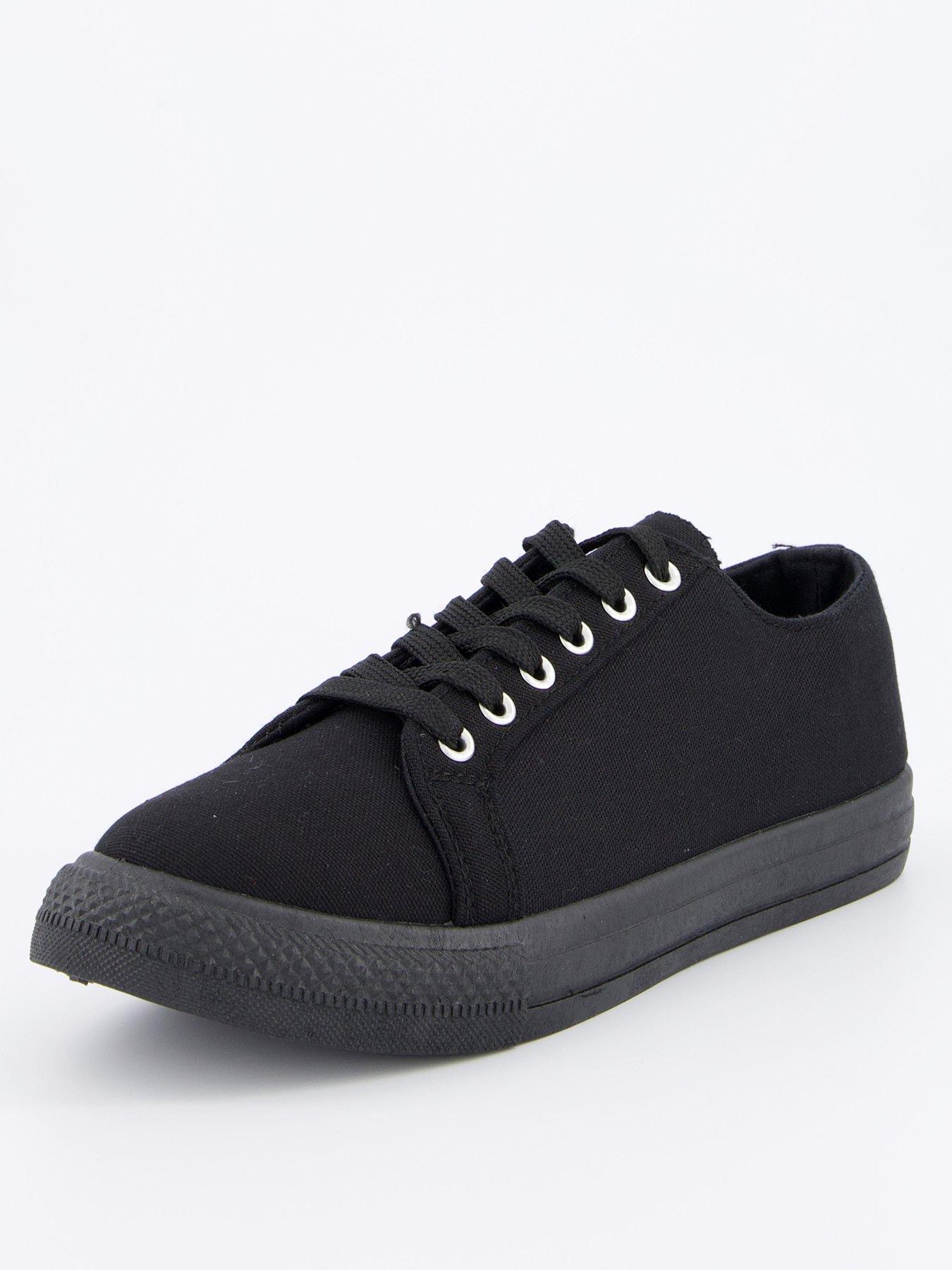 everyday-standard-fit-canvas-lace-up-trainer-blackstillFront