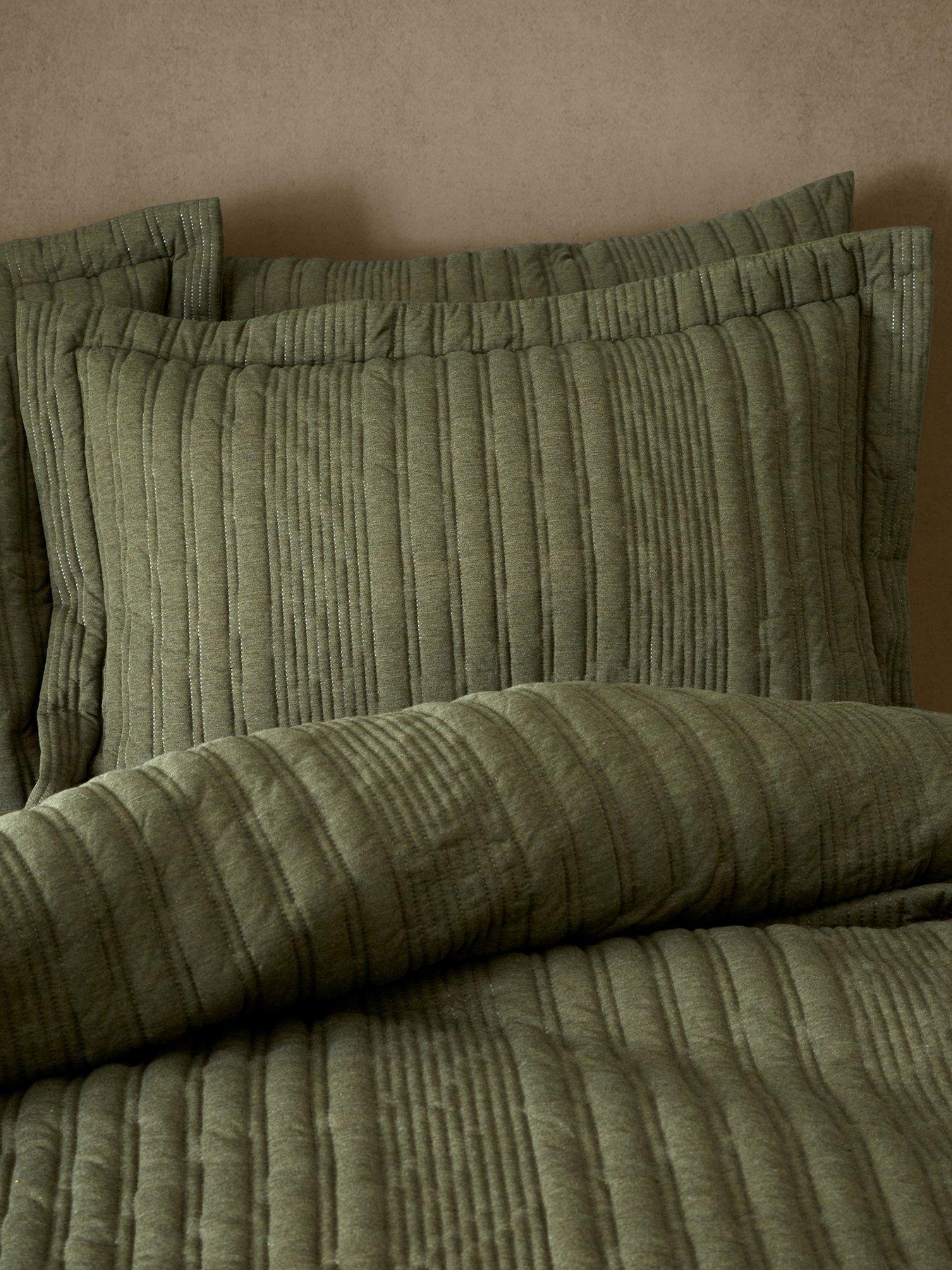 Image 1 of 3 of Pineapple Elephant Tamba Jersey Stripe Olive Oxford Pillowcase Pair