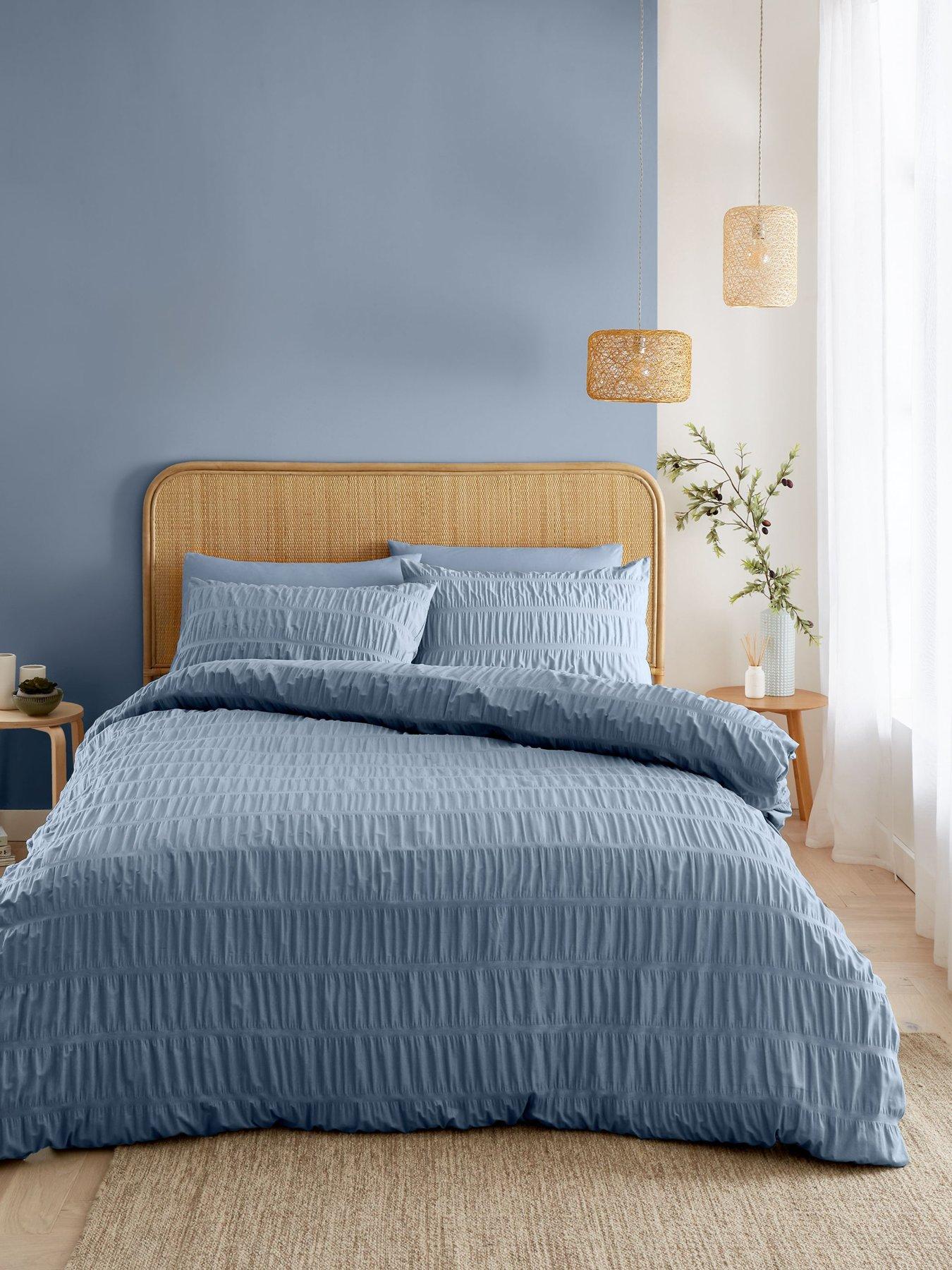 undefined Seersucker Lansfield Blue Duvet Set