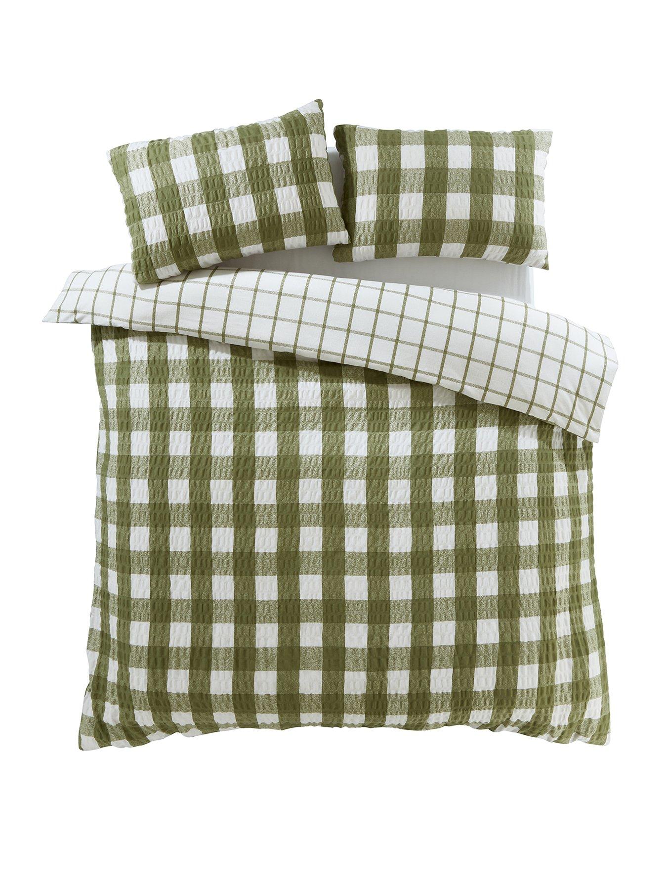 Image 2 of 7 of Catherine Lansfield Brushed Seersucker Gingham Duvet Cover Set