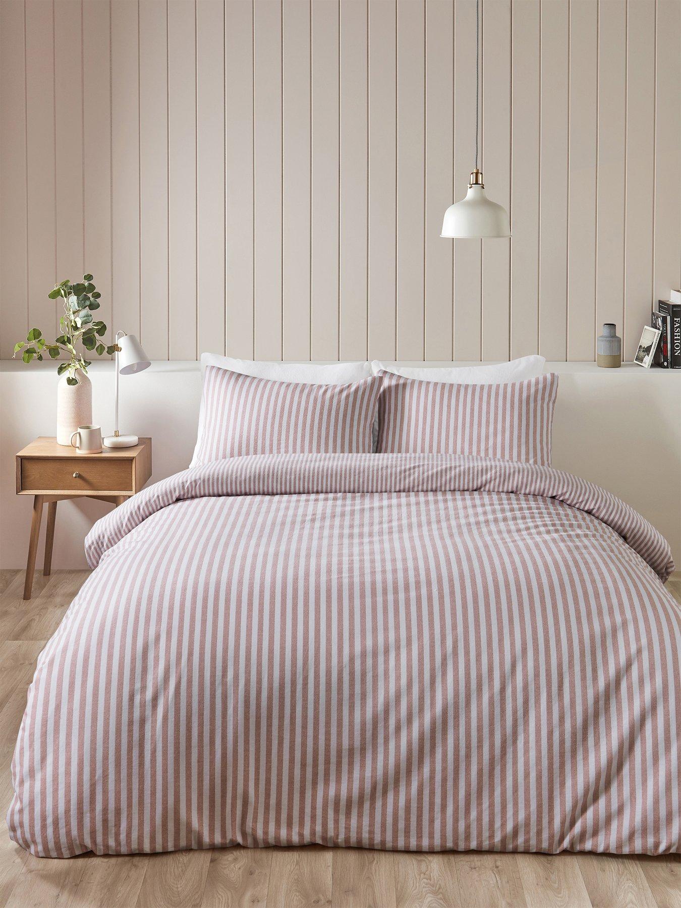 catherine-lansfield-brushed-100-cotton-stripe-blush-duvet-set
