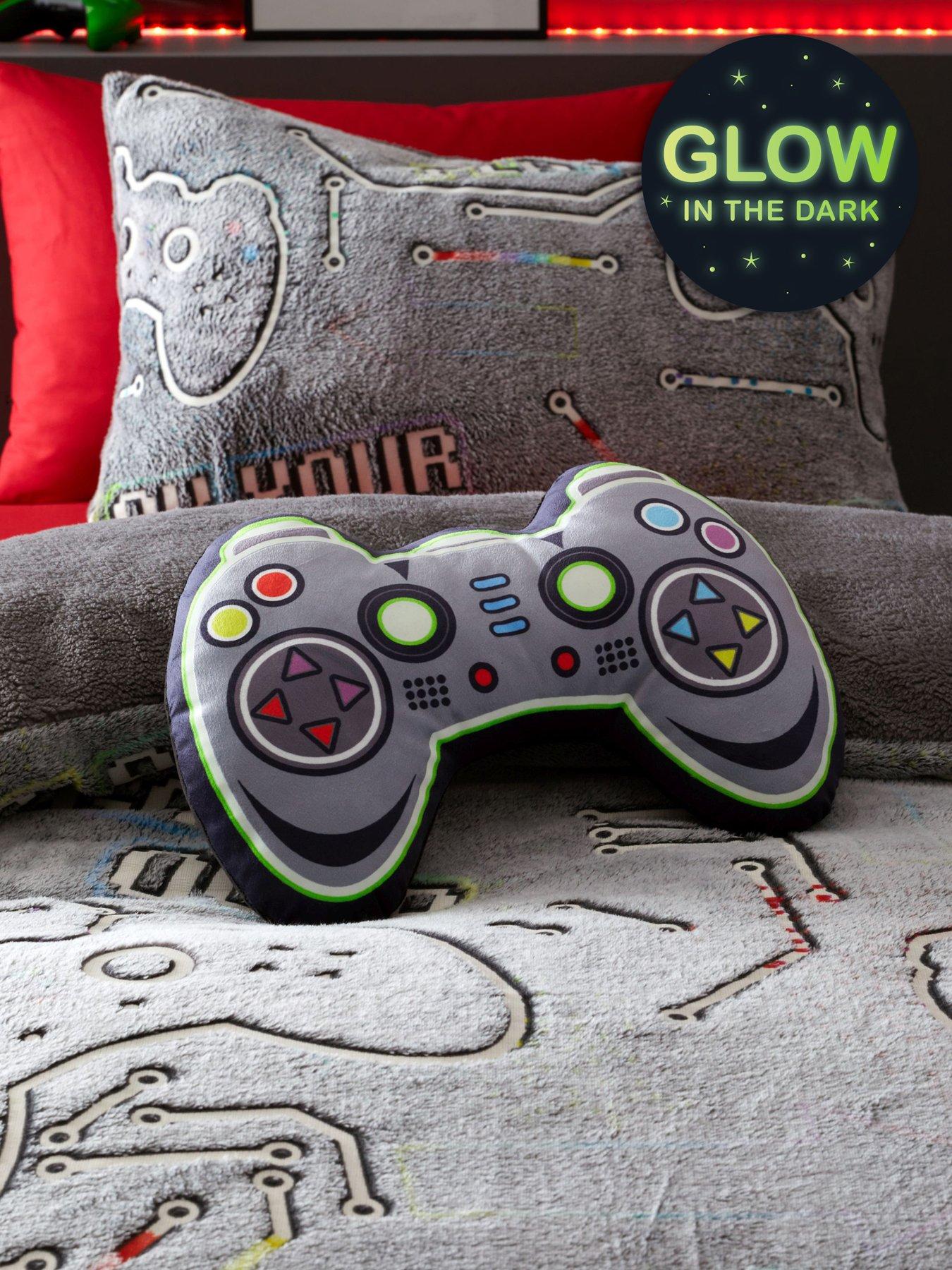 Image 1 of 5 of Catherine Lansfield Game Over Glow In The Dark 3D Cushion - Black