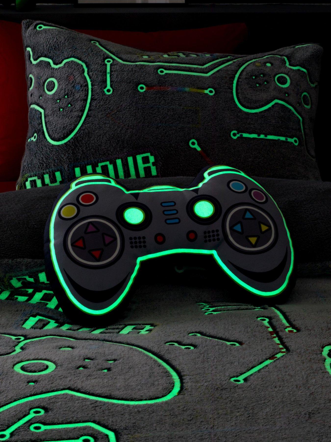 Image 4 of 5 of Catherine Lansfield Game Over Glow In The Dark 3D Cushion - Black
