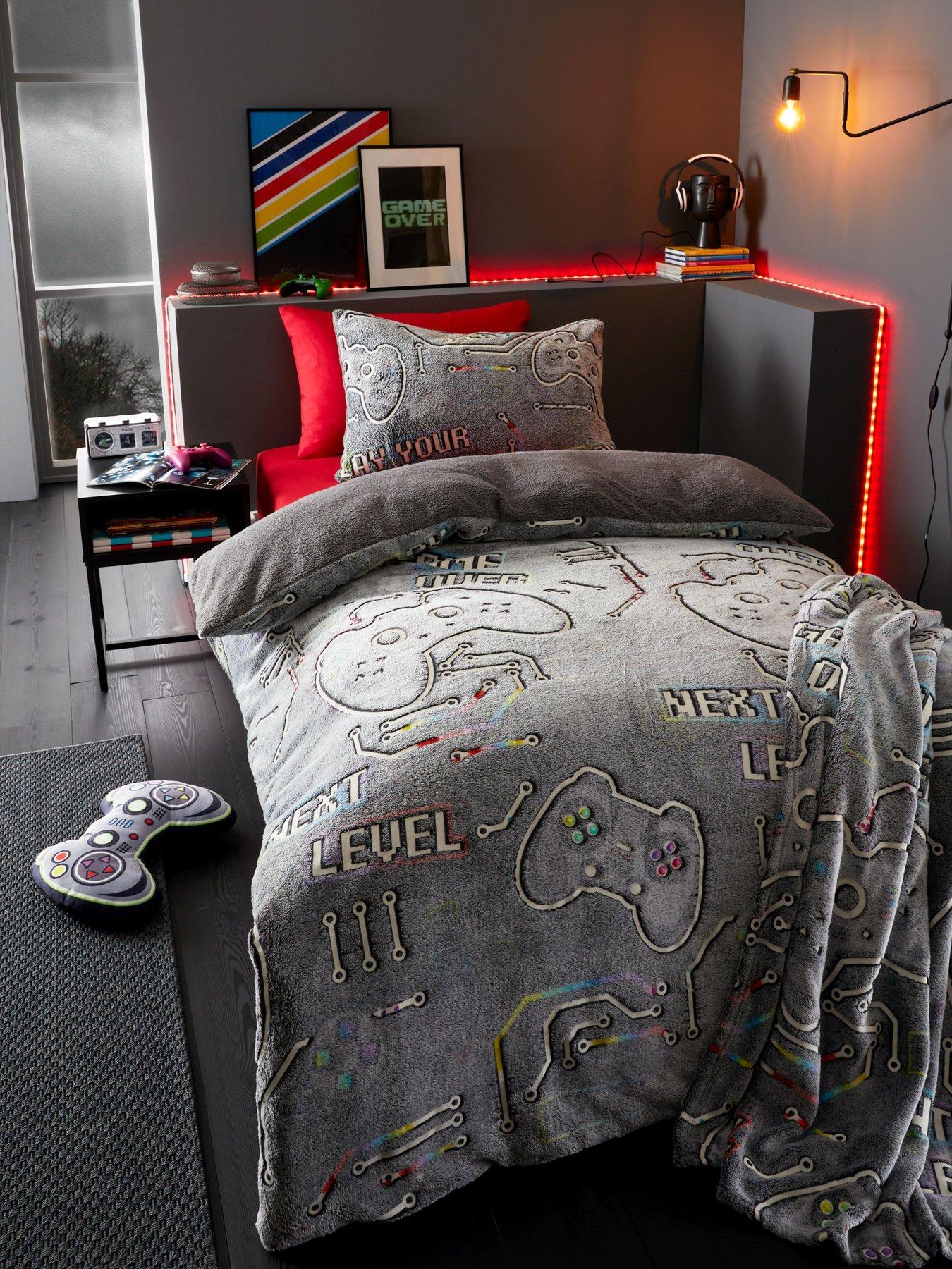 Image 5 of 5 of Catherine Lansfield Game Over Glow In The Dark 3D Cushion - Black