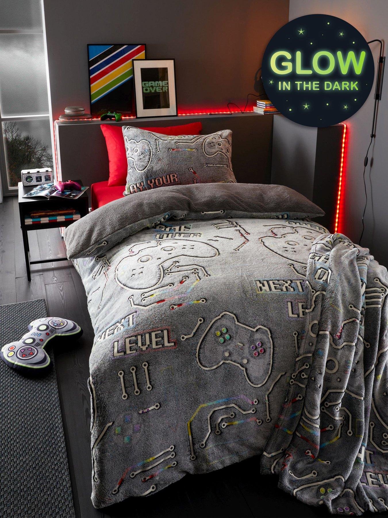 catherine-lansfield-game-over-glow-in-the-dark-fleece-duvet-cover-set-black