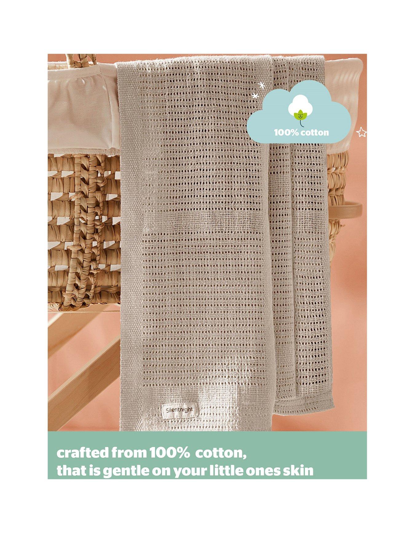 Image 2 of 7 of Silentnight Safe Nights 2 x Pack 100% Cotton Cellular Blanket 75cm x 95cm - Natural