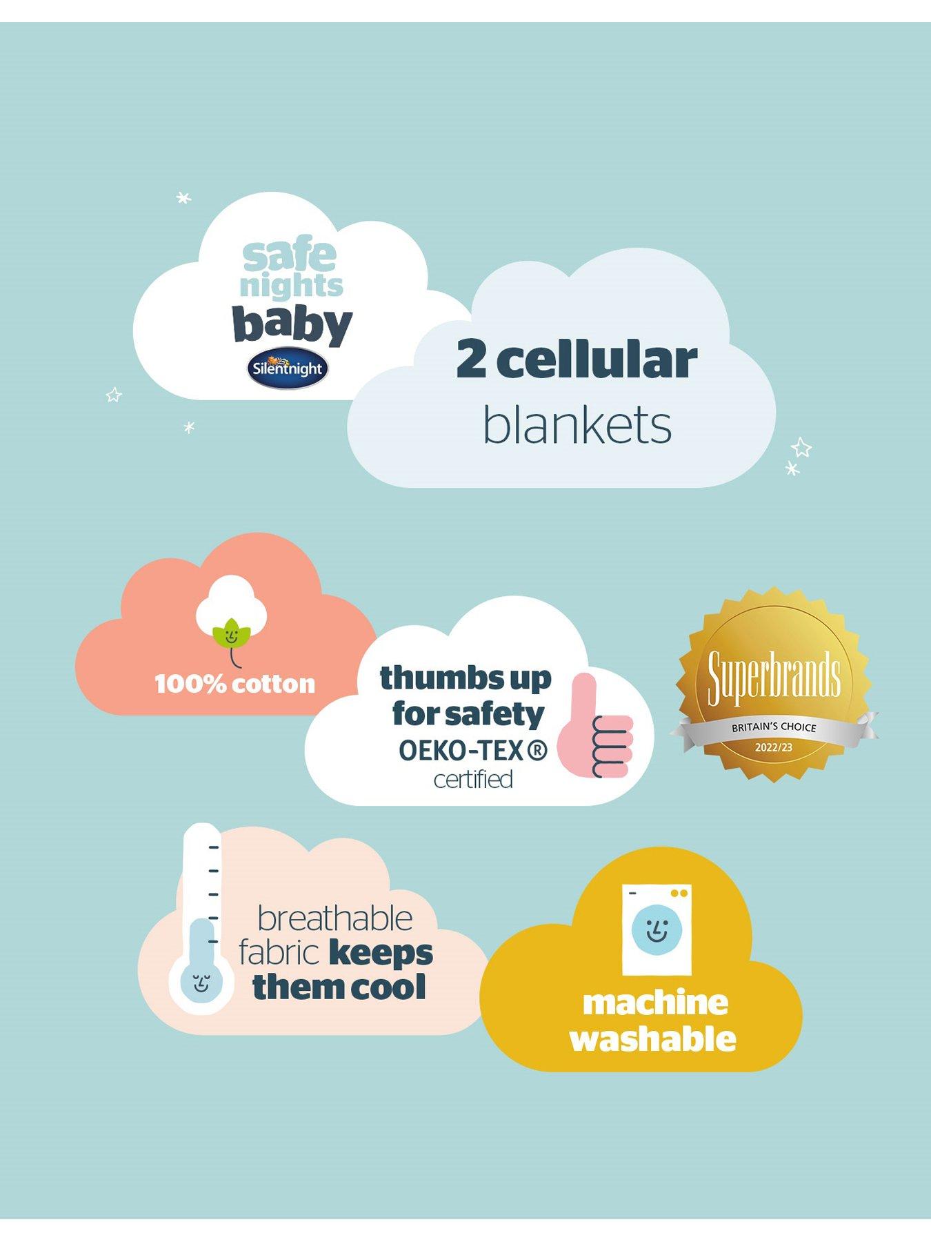 Image 7 of 7 of Silentnight Safe Nights 2 x Pack 100% Cotton Cellular Blanket 75cm x 95cm - Natural