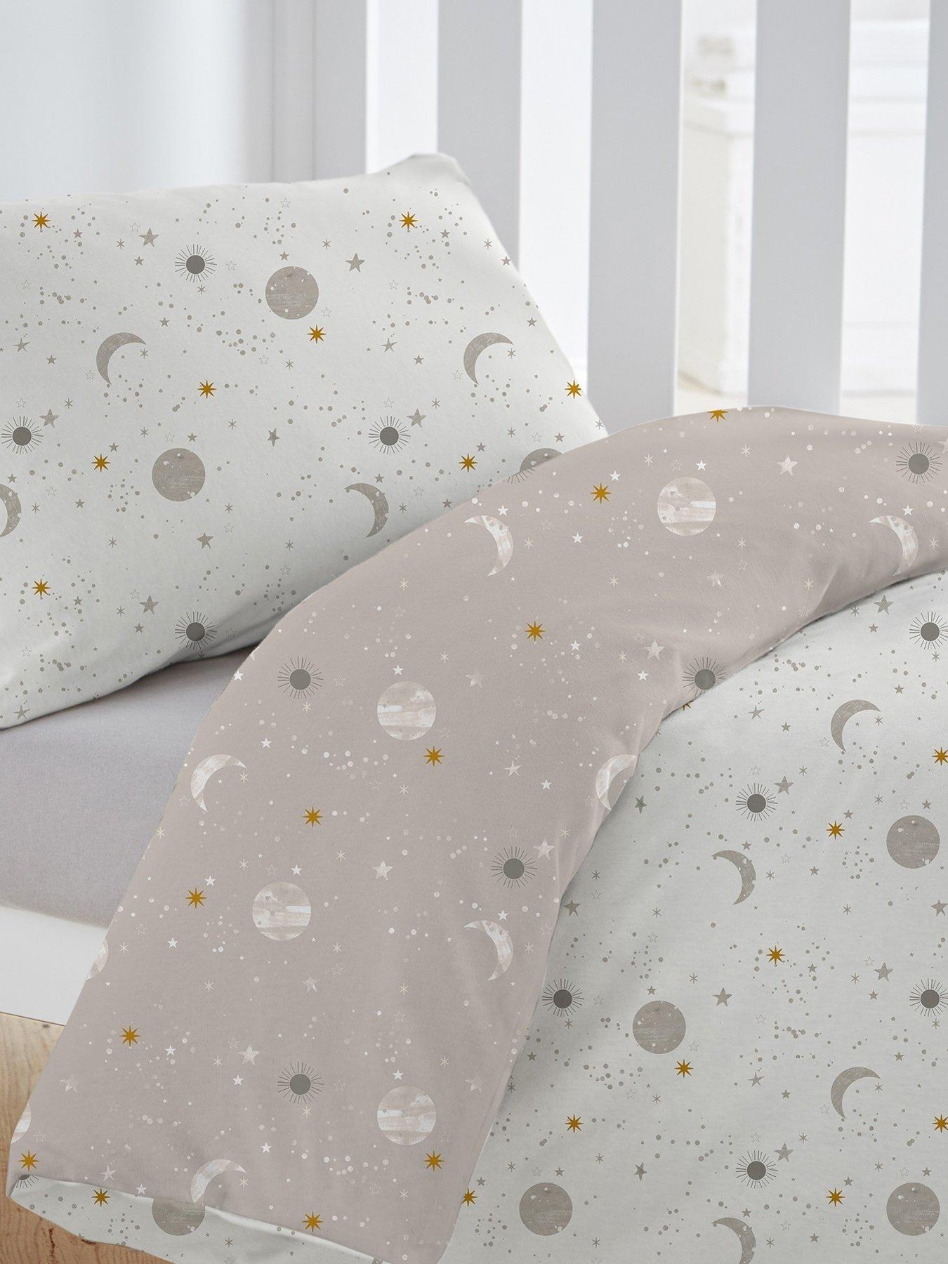Image 1 of 7 of Silentnight Safe Nights 100% Cotton Cot Bed Duvet Cover Set - Celestial Moon &amp; Stars Print