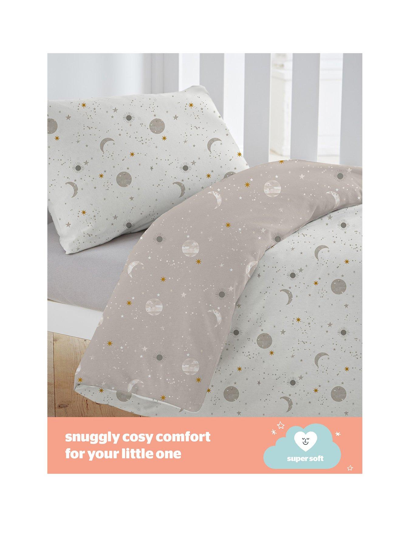 Image 2 of 7 of Silentnight Safe Nights 100% Cotton Cot Bed Duvet Cover Set - Celestial Moon &amp; Stars Print