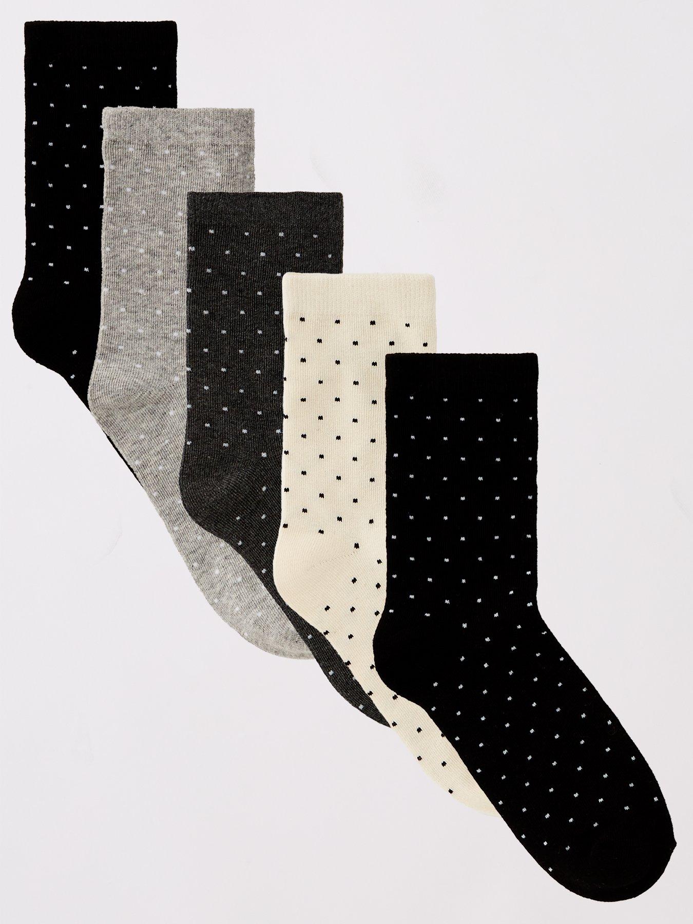 everyday-5pk-printed-mono-polka-dot-ankle-socks-multifront
