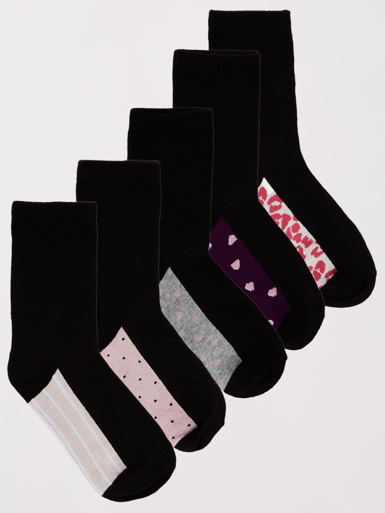 everyday-5pk-printed-ankle-socks-black