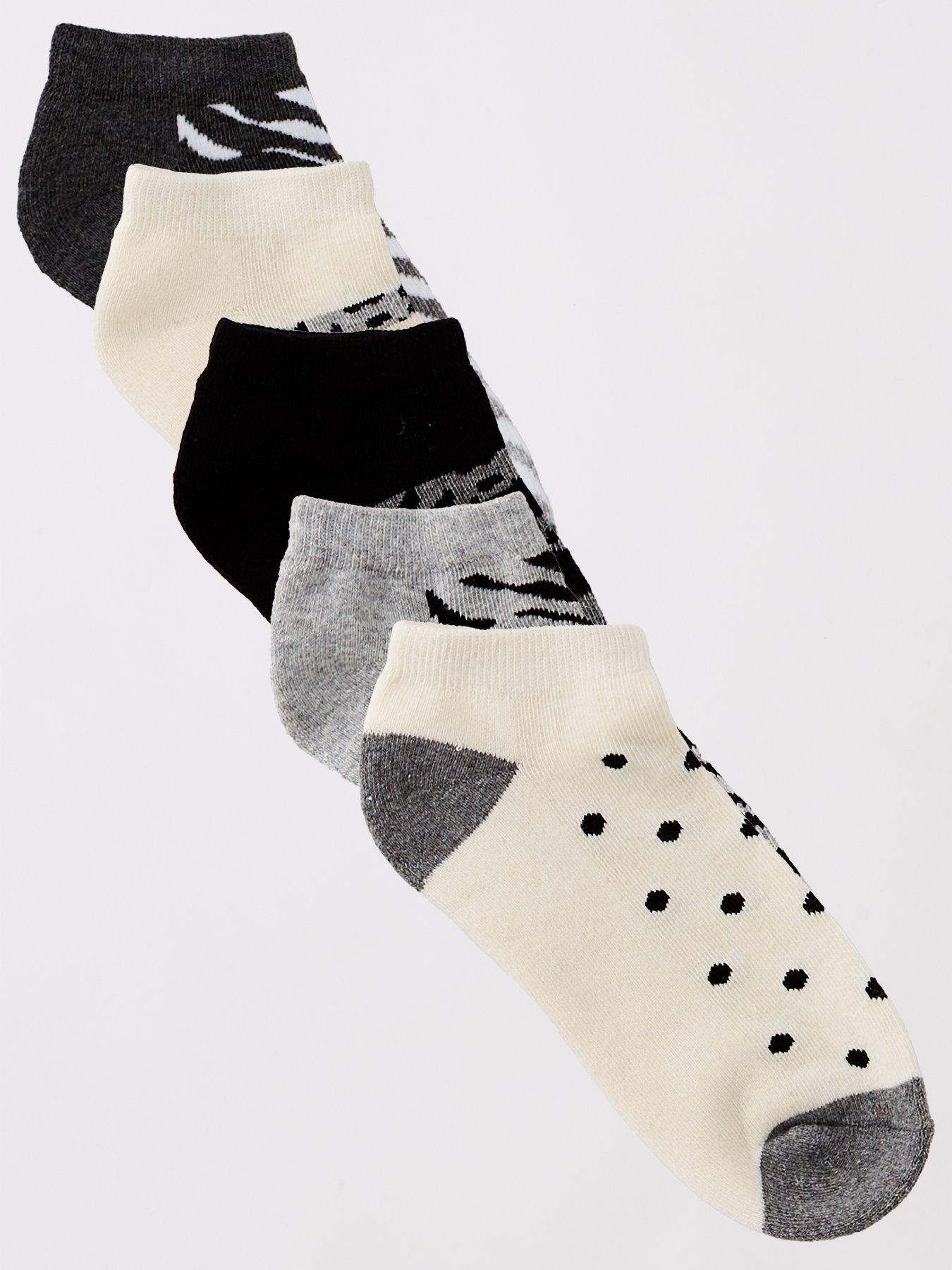 everyday-5pk-print-mono-animal-trainer-liner-socksfront