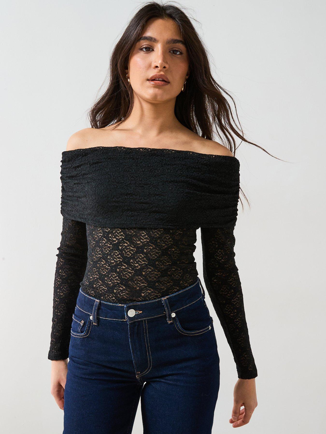 v-by-very-bardot-lace-black