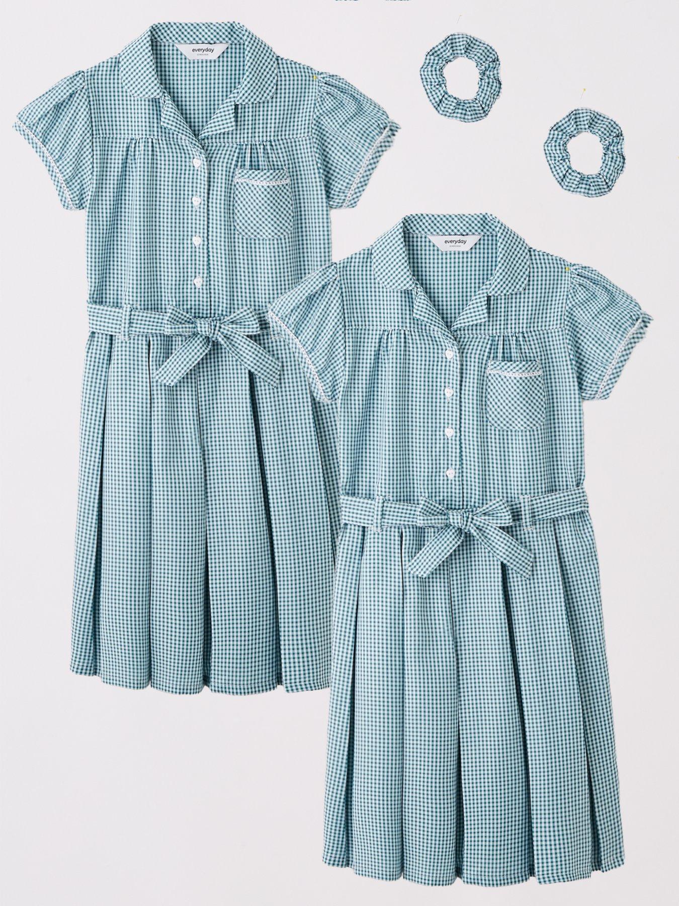 Everyday Girls 2 Pack Water-Repellent Gingham School Summer Dress - Green