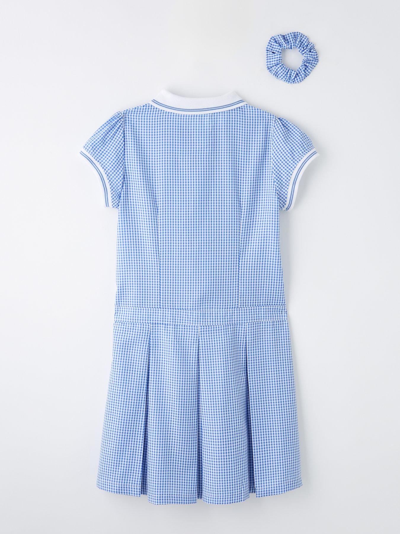 Image 2 of 5 of V by Very Girls Rib Collar Gingham School Dress - Blue