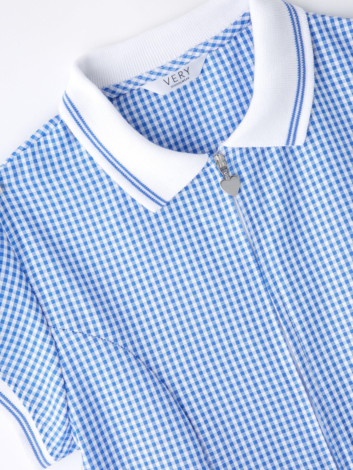 Image 3 of 5 of V by Very Girls Rib Collar Gingham School Dress - Blue