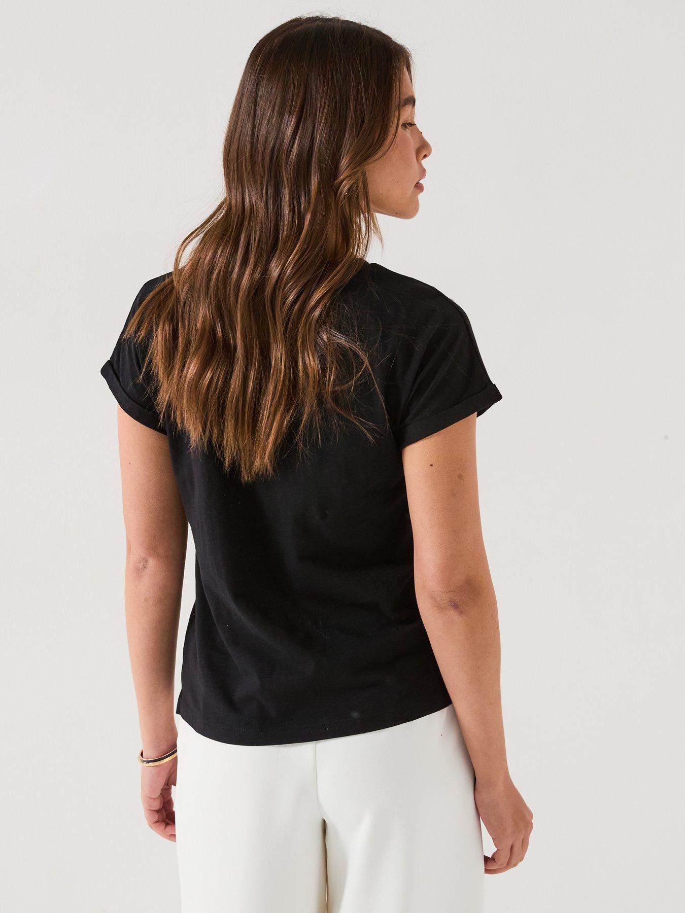 Image 2 of 6 of V by Very Cutwork T-Shirt - Black