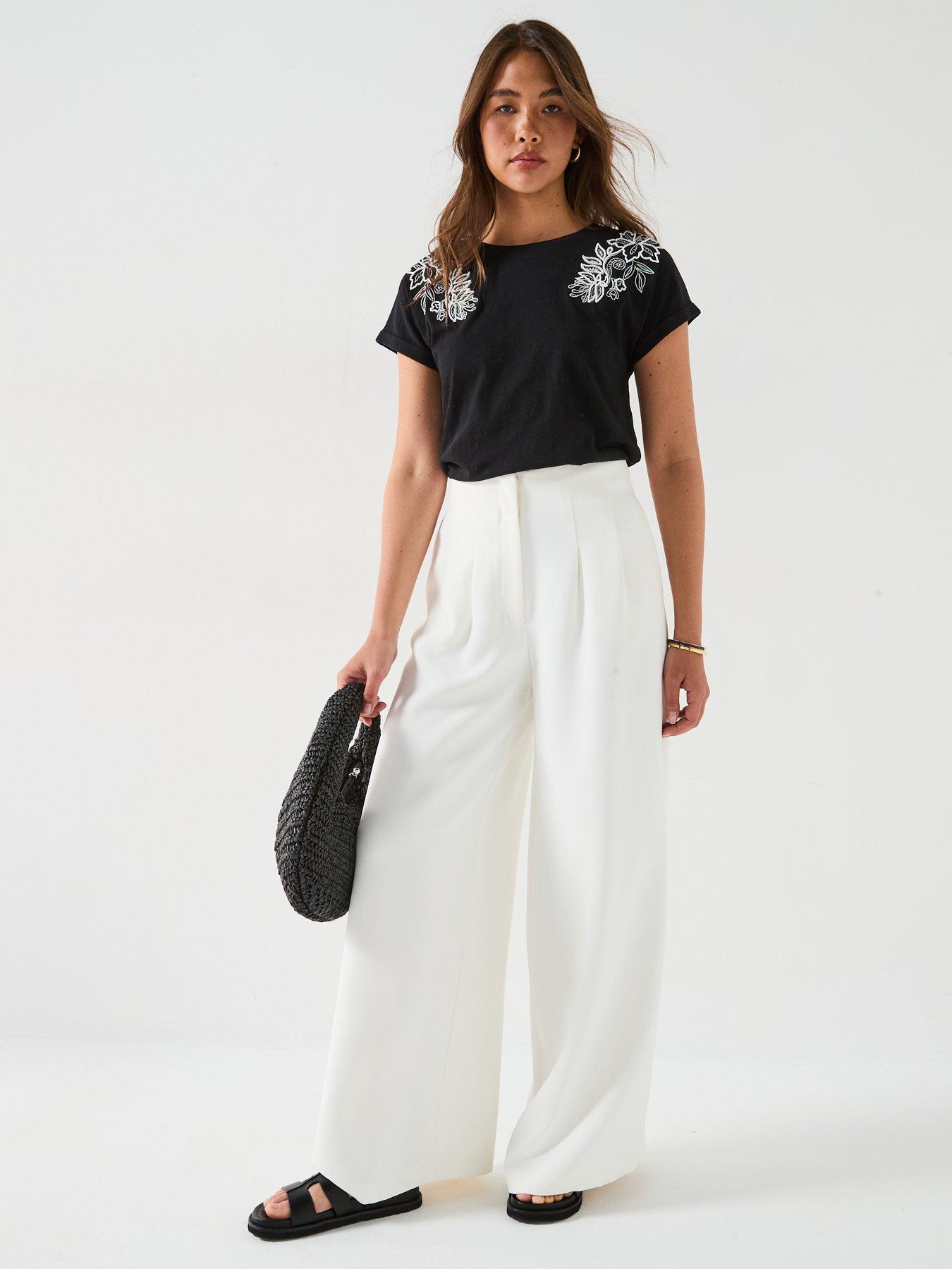 Image 3 of 6 of V by Very Cutwork T-Shirt - Black