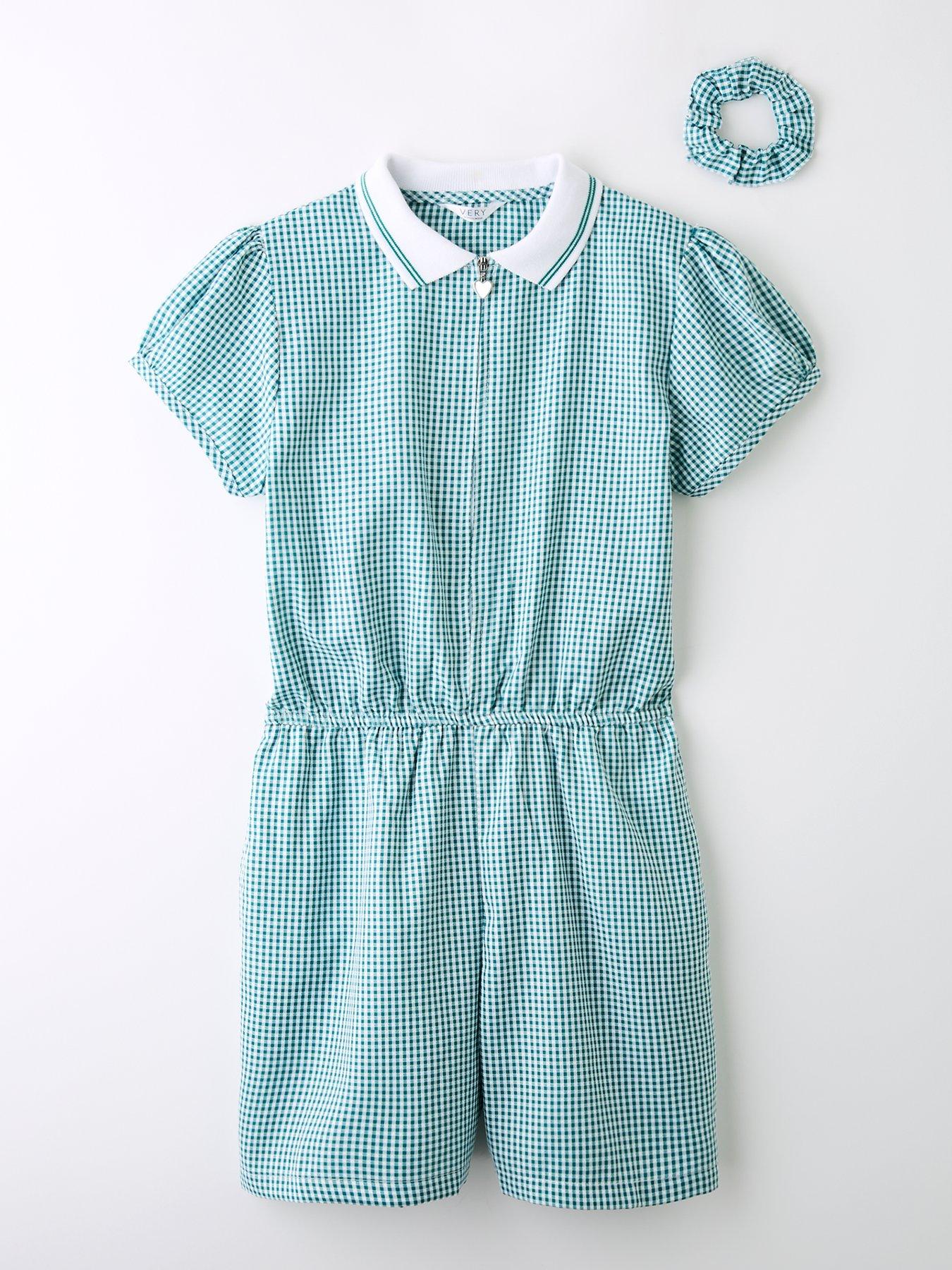Image 1 of 5 of V by Very Girls Gingham Playsuit - Green