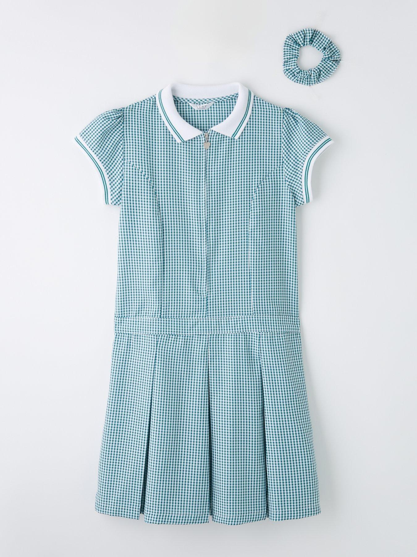 Image of V by Very Girls Rib Collar Summer Gingham School Dress - Green