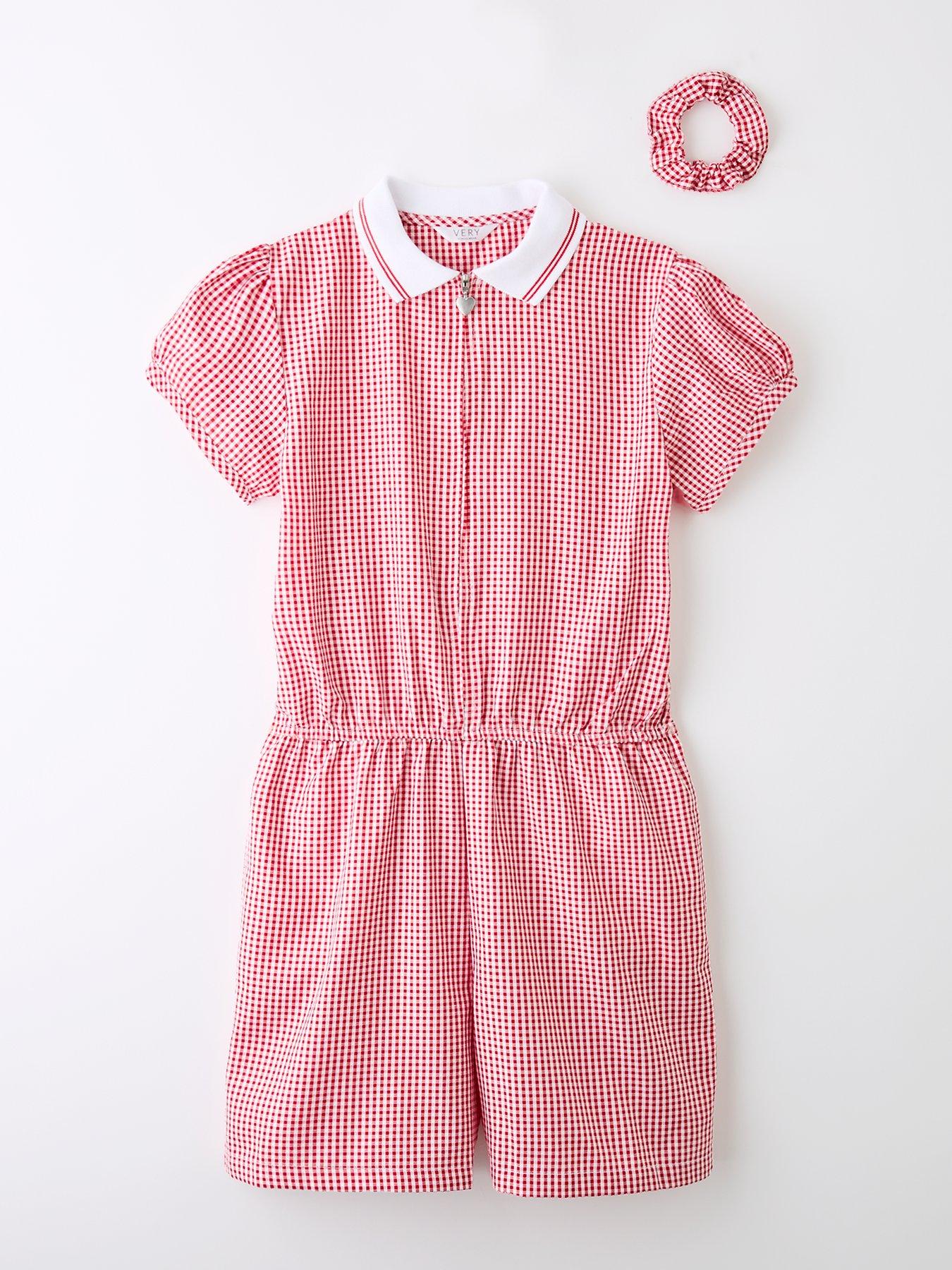 V by Very Girls Gingham Playsuit - Red