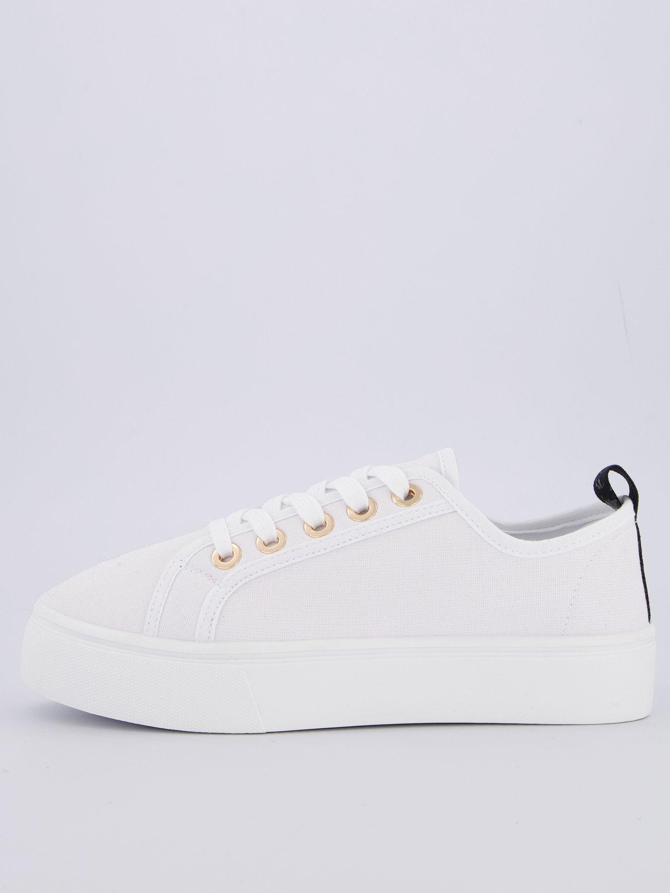 Image 1 of 7 of Everyday Standard Canvas Lace Up Platform Trainer - White