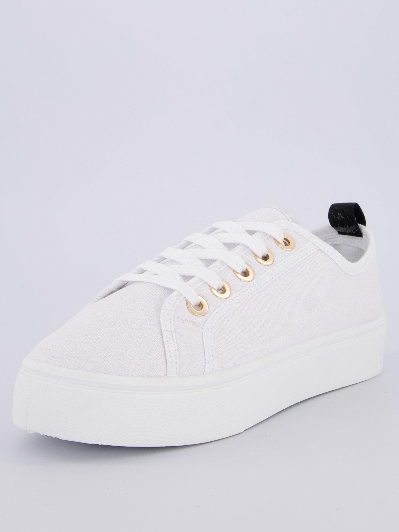 Image 2 of 7 of Everyday Standard Canvas Lace Up Platform Trainer - White