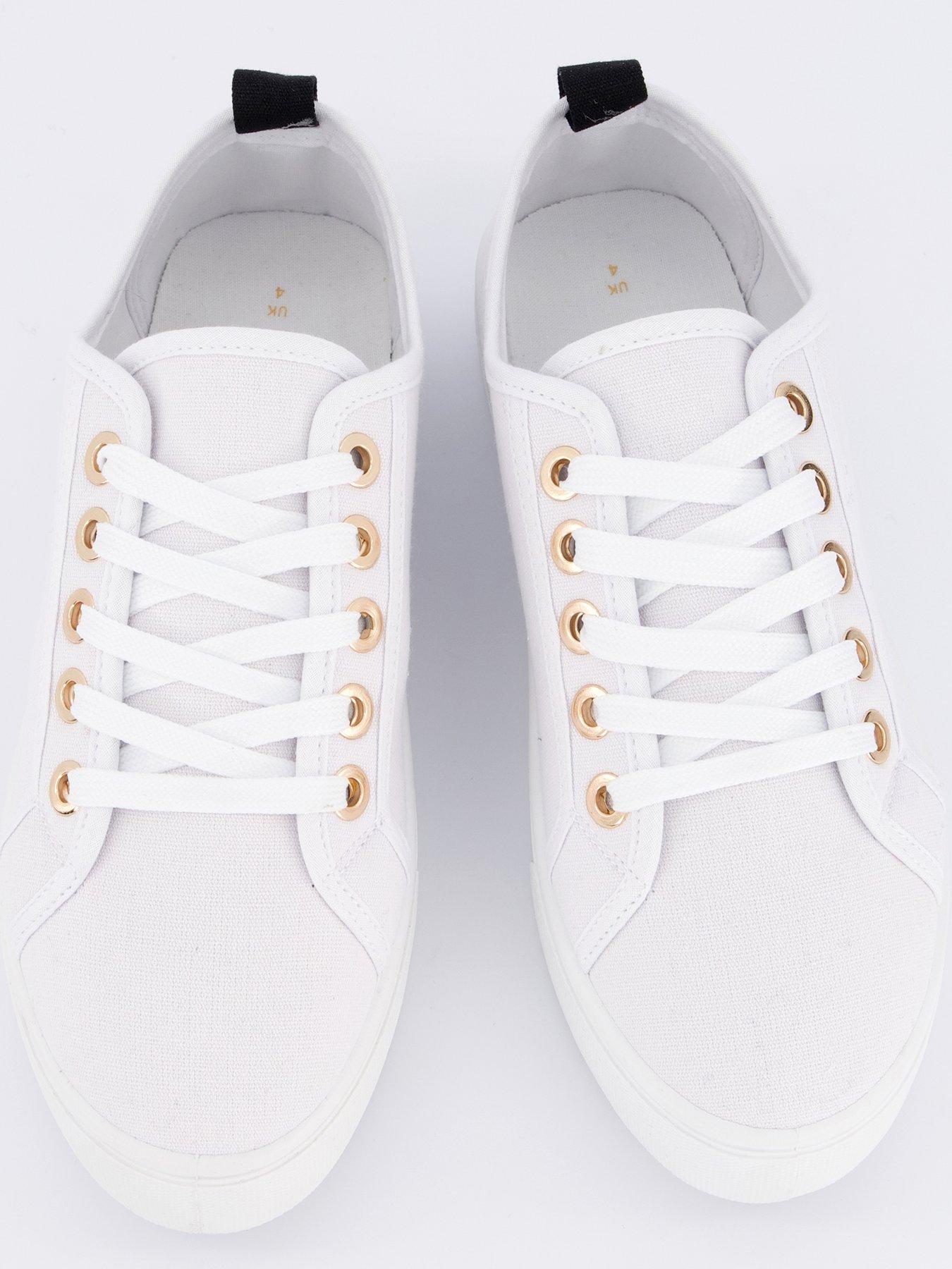 Image 3 of 7 of Everyday Standard Canvas Lace Up Platform Trainer - White
