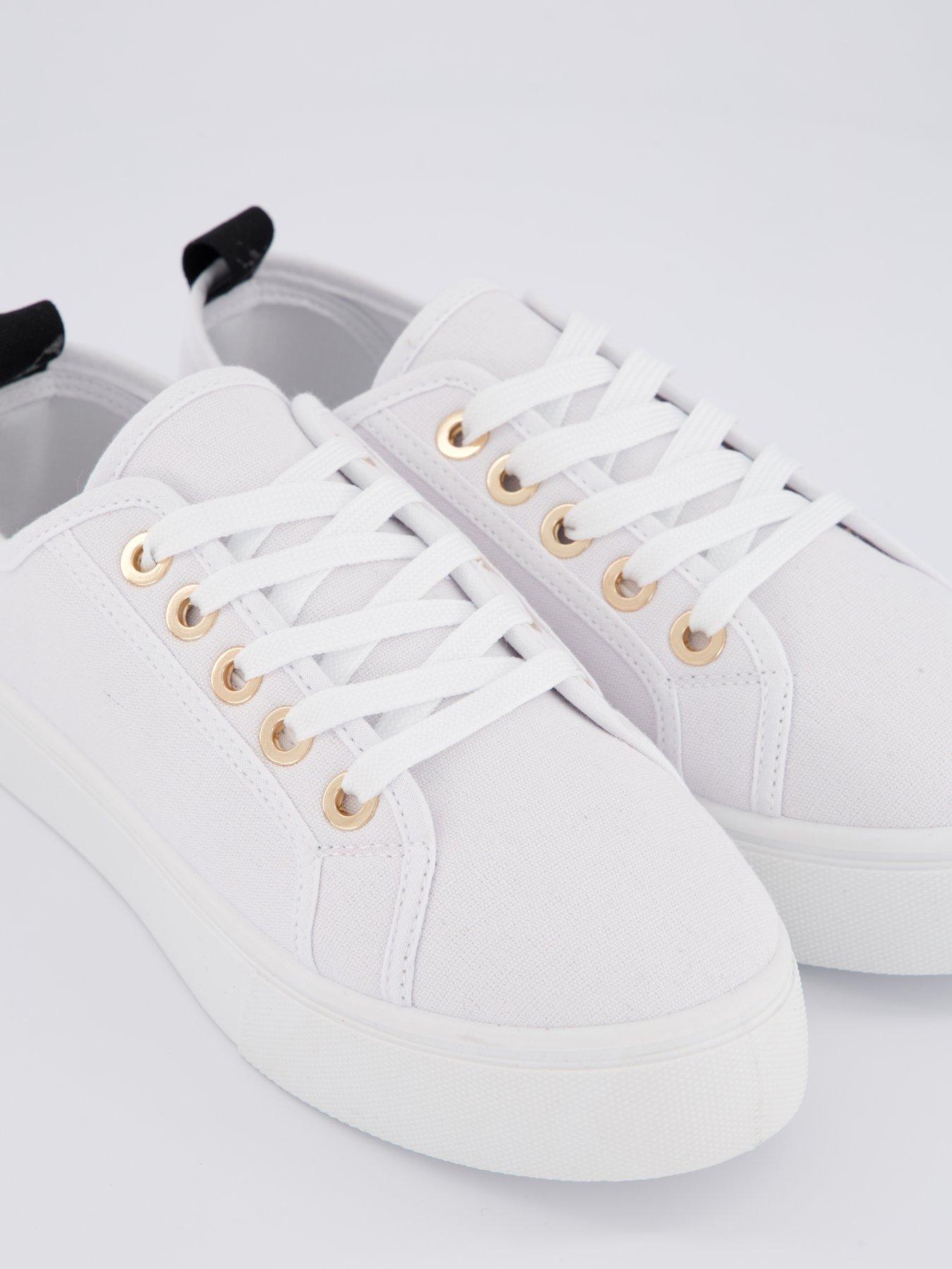 Image 5 of 7 of Everyday Standard Canvas Lace Up Platform Trainer - White